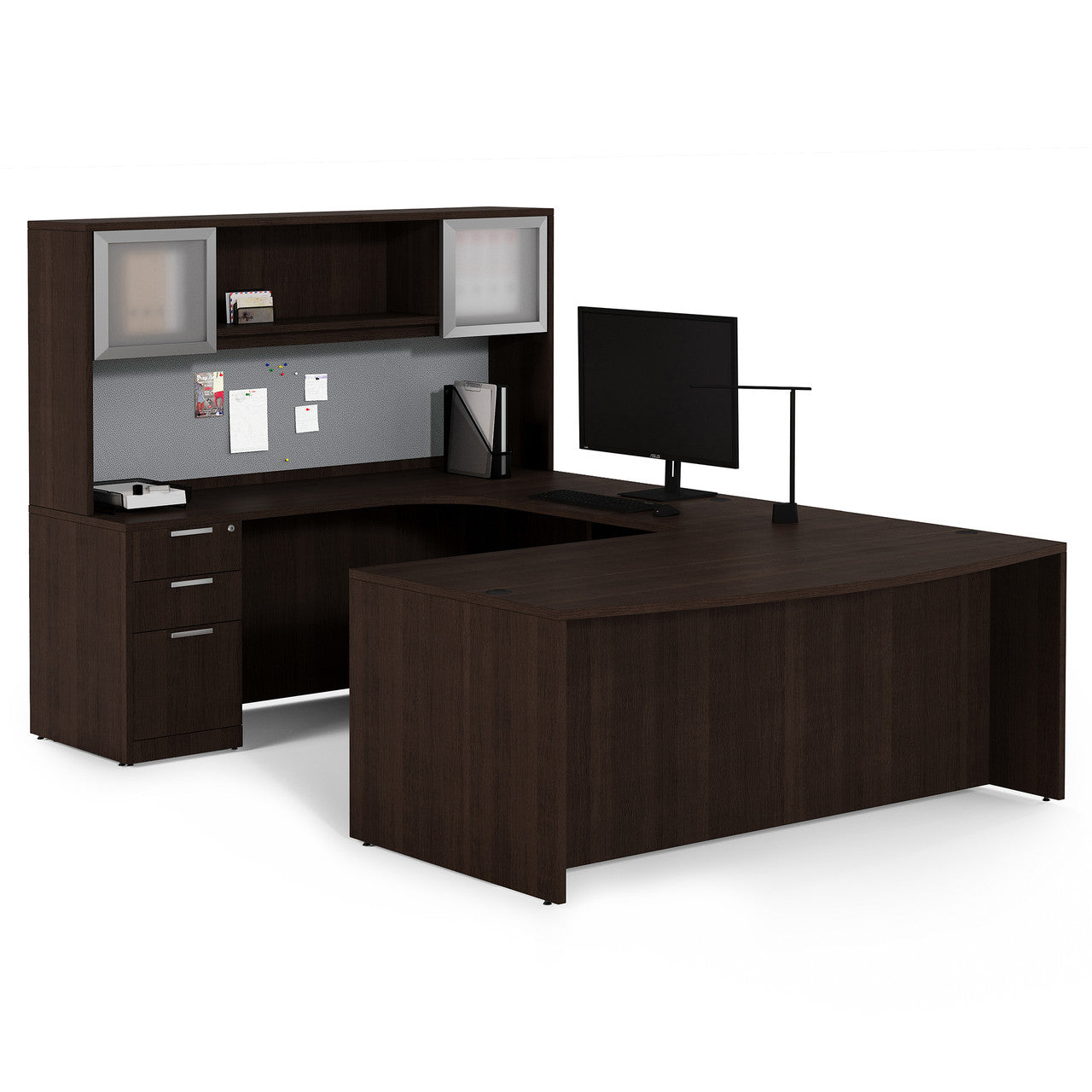 OfficeSource OS Laminate U Shape Typical - OS212 - Mahogany