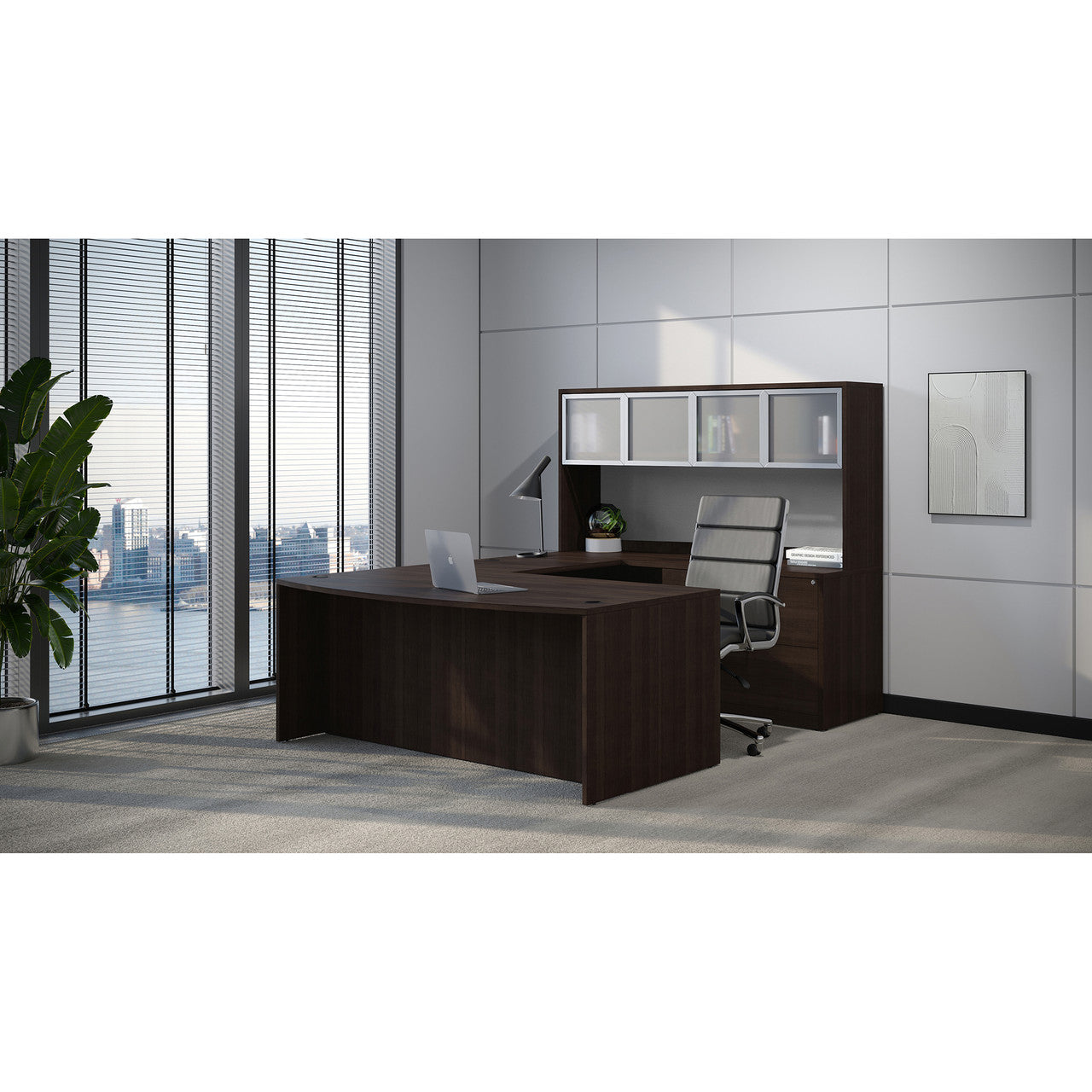 OfficeSource OS Laminate U Shape Typical - OSTYP322 - Mahogany