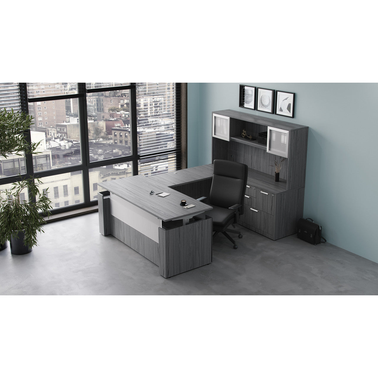 OfficeSource Height Adjustable Desks Typical OSTYP378 - Coastal Gray