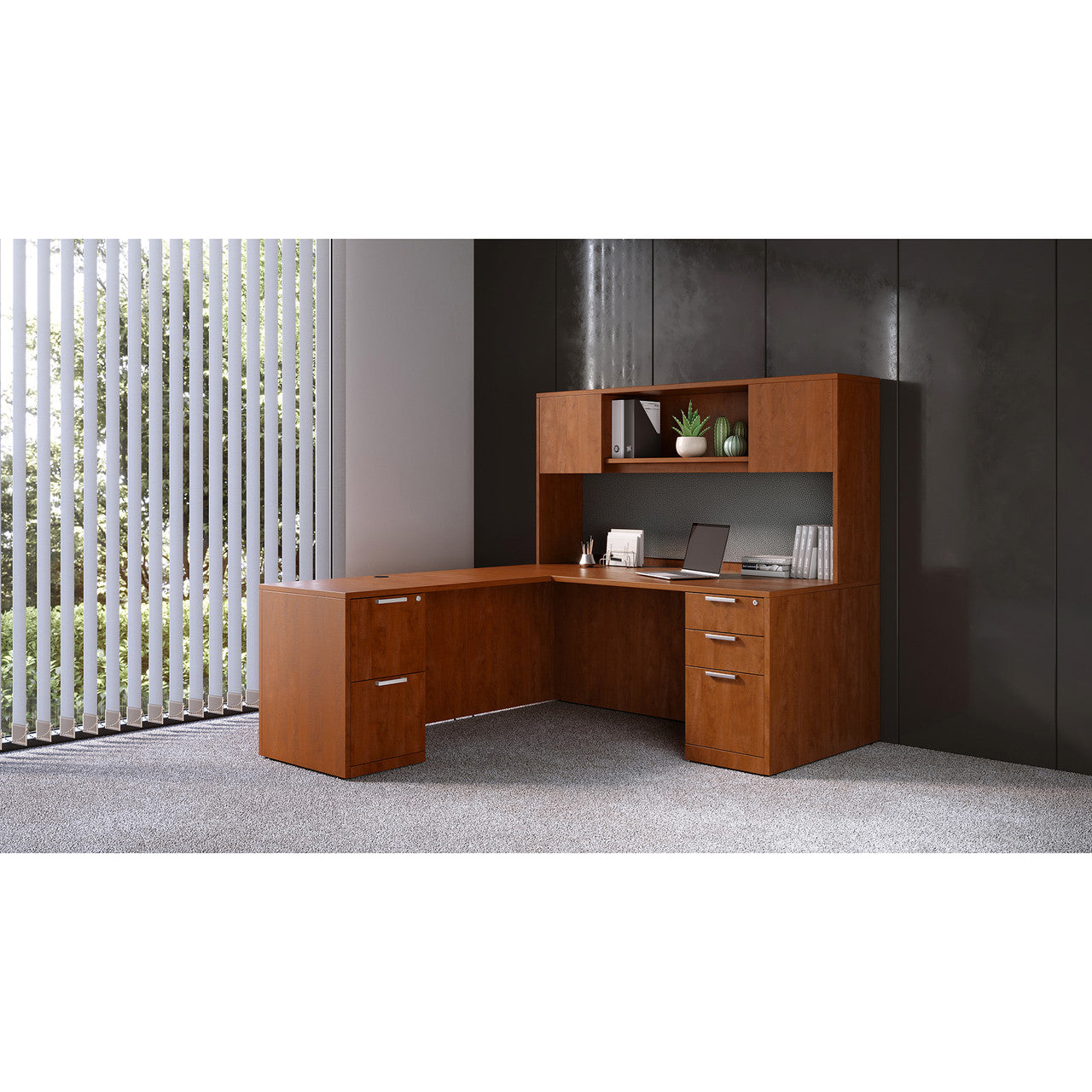 OfficeSource  OS Laminate Collection L Shape Typical - OS86 - Cherry