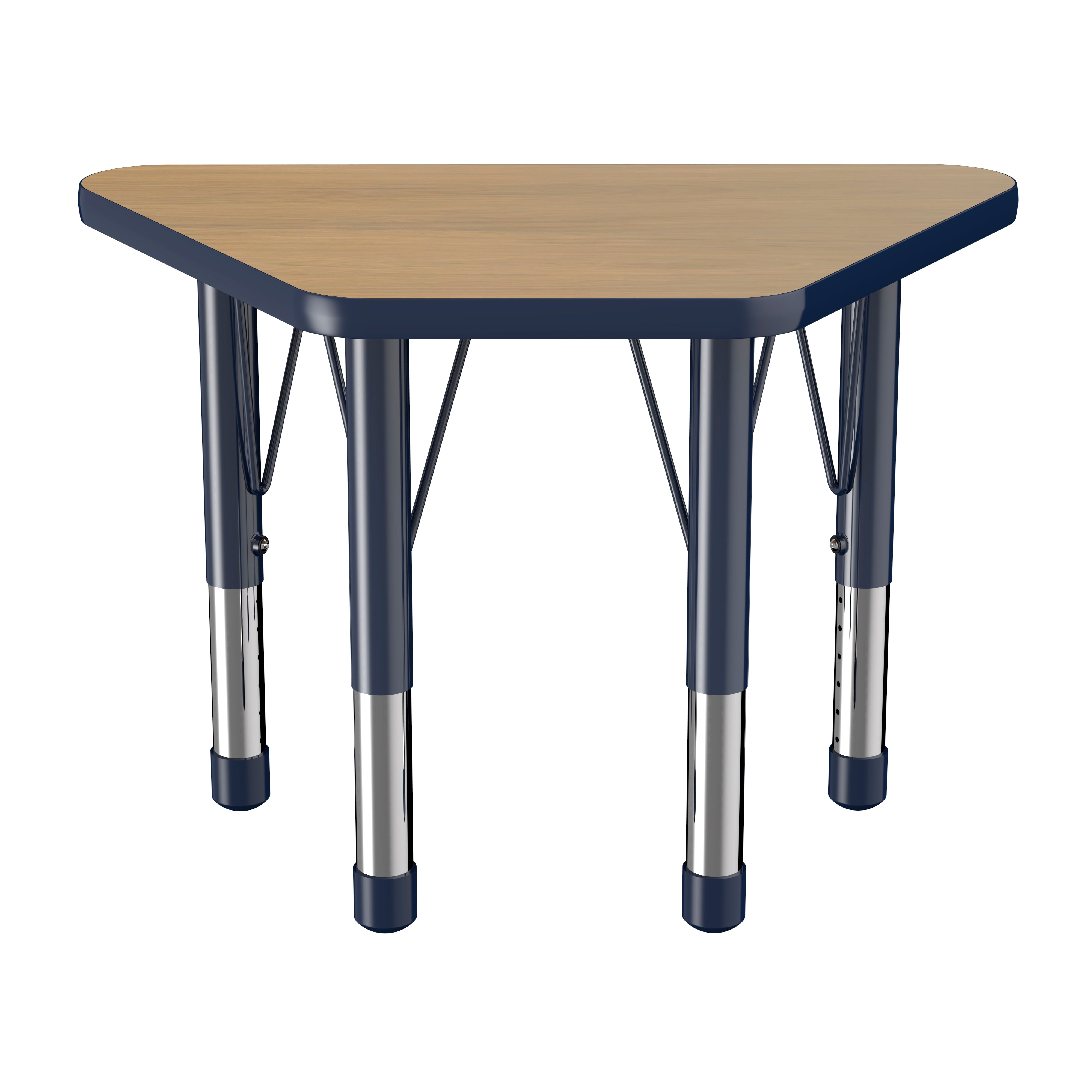 18" x 30" Trapezoid T-Molding Activity Table with Adjustable Chunky Legs - Pasadena Oak/Navy