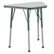 18" x 30" Trapezoid T-Molding Activity Table with Adjustable Standard Ball Glide Legs - Gray/Green