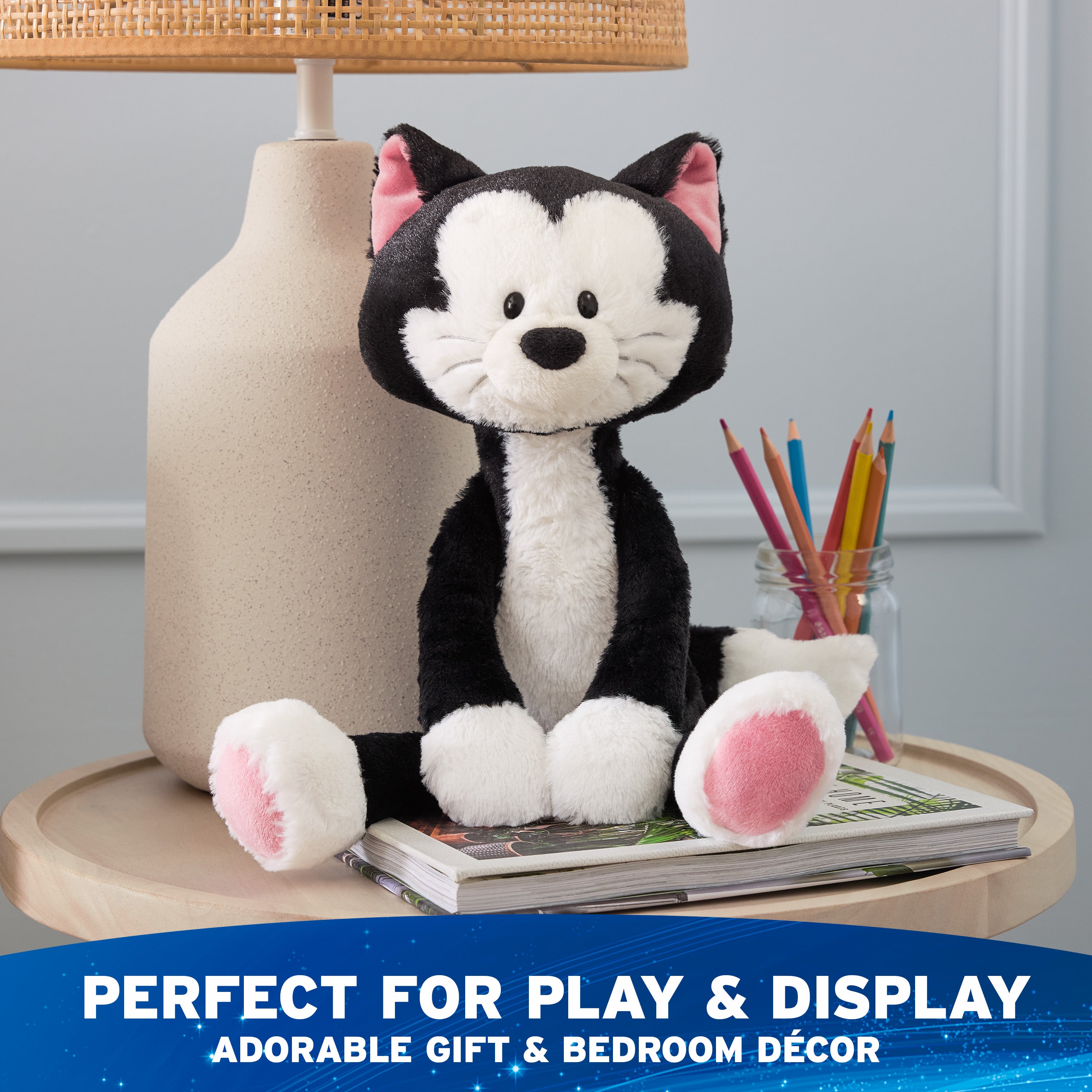 GUND Disney Official Figaro Toothpick Plush, Pinocchio, Mickey and Friends Cat Stuffed Animal for Ages 1 and Up, Black, 15”