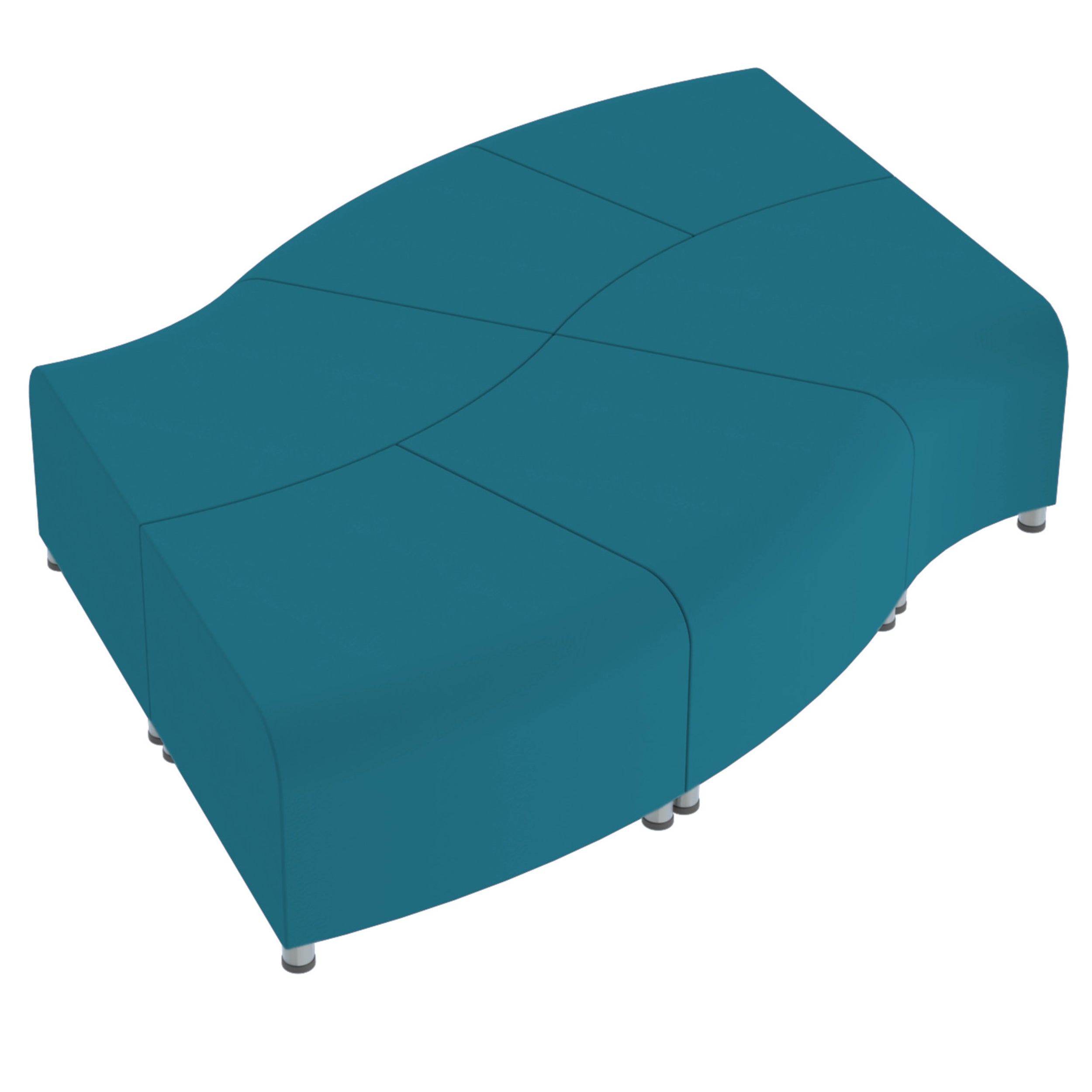 Pro Series Connect Edged Ripple Backless Seating, 6-Piece Set - Teal