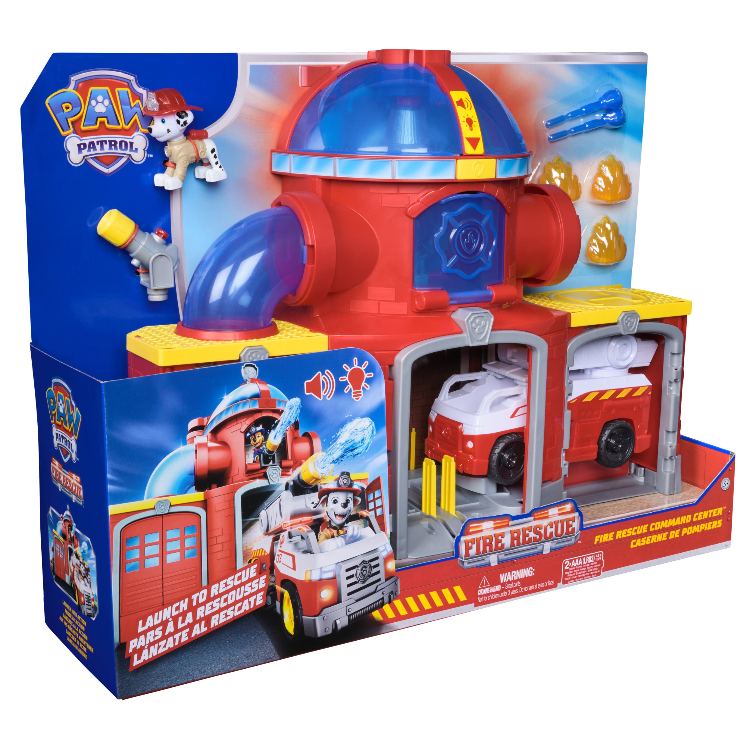 PAW Patrol Fire Rescue Command Center with Marshall Figure, Rescue Fire Truck, Lights, Launcher & Sound Fx, Kids Toys for Boys & Girls Ages 3 and Up