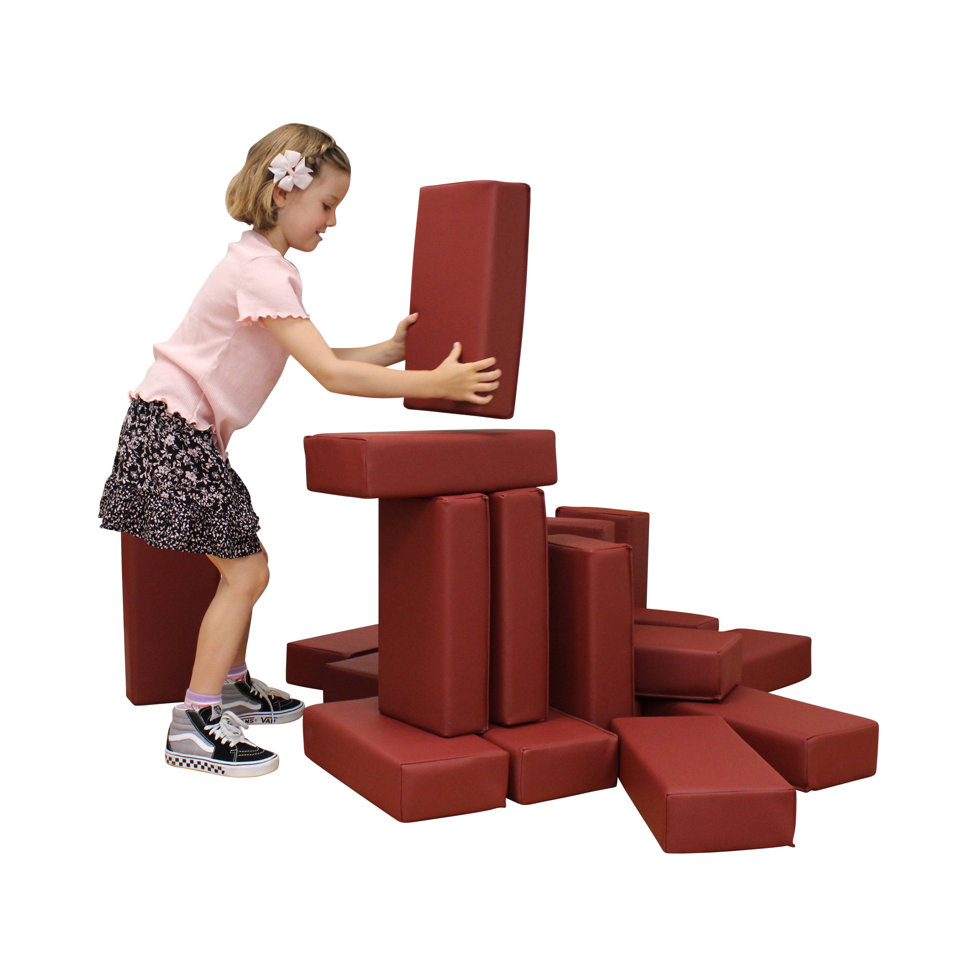 SoftScape Brick Blocks Set, 18-Piece - Burgundy
