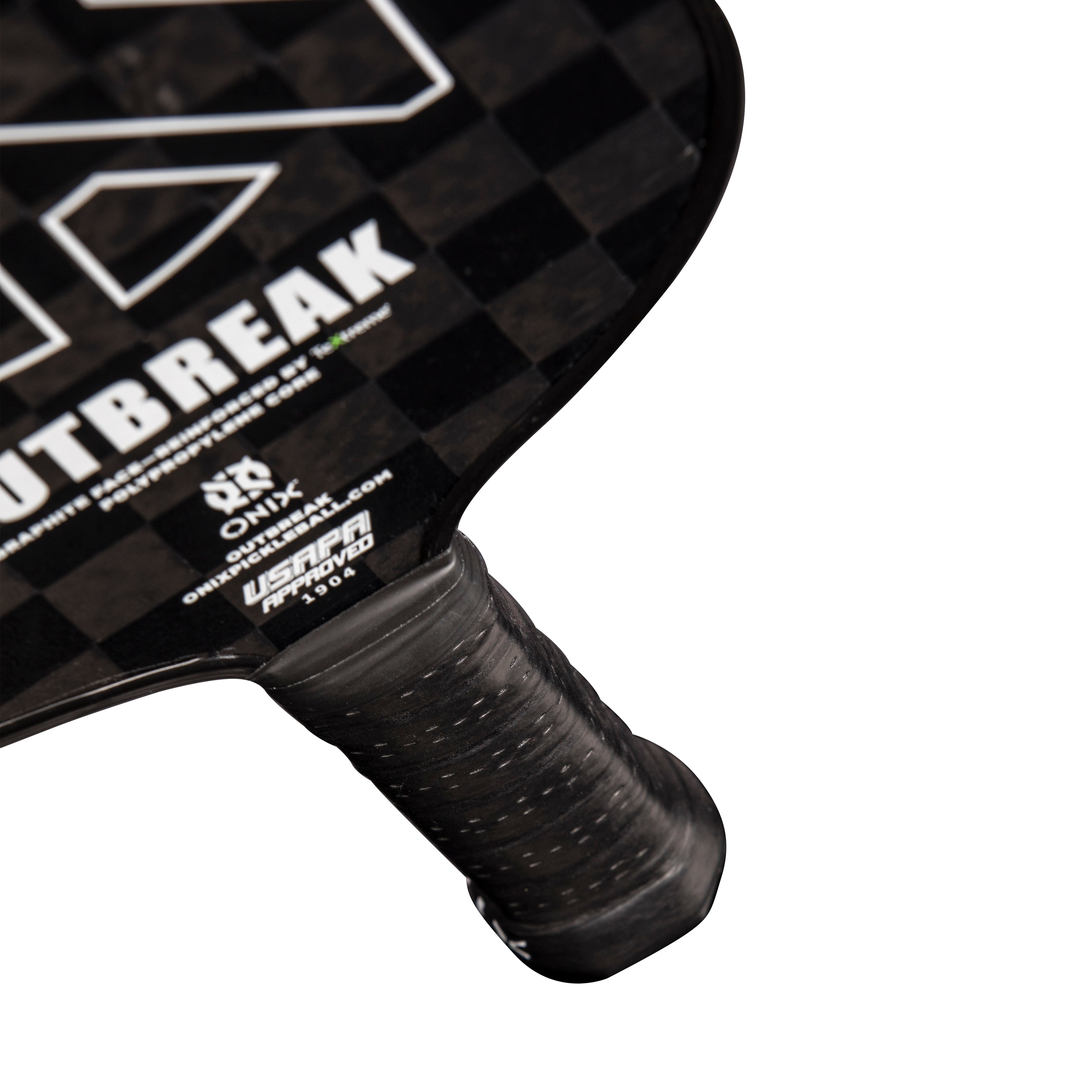 ONIX Outbreak Pickleball Paddle - Black - Reinforced by Woven Carbon Fiber for Greater Touch, Control and Durability