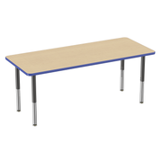 30" x 72" Rectangle T-Molding Activity Table with Adjustable Super Legs - Maple/Blue/Black