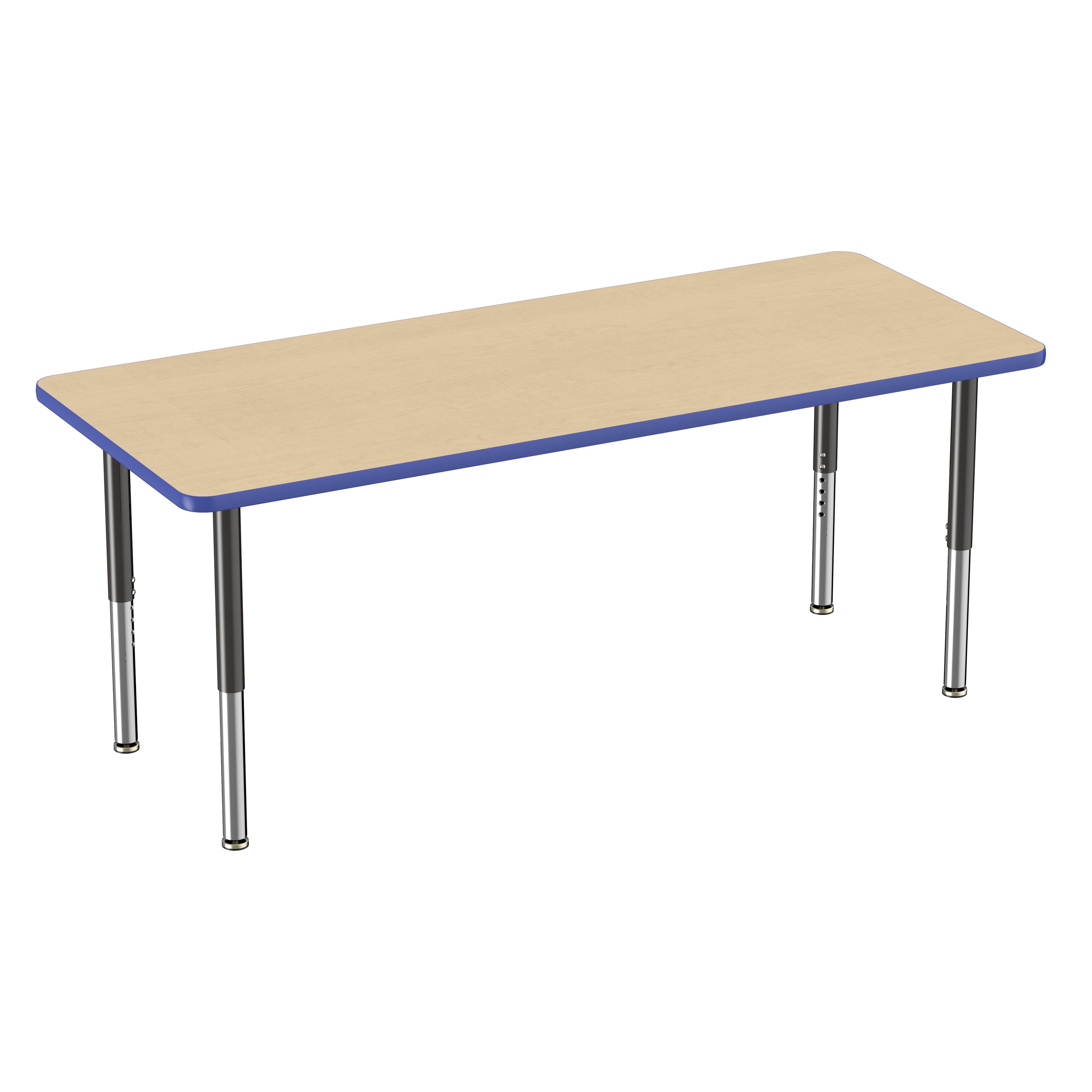 30" x 72" Rectangle T-Molding Activity Table with Adjustable Super Legs - Maple/Blue/Black