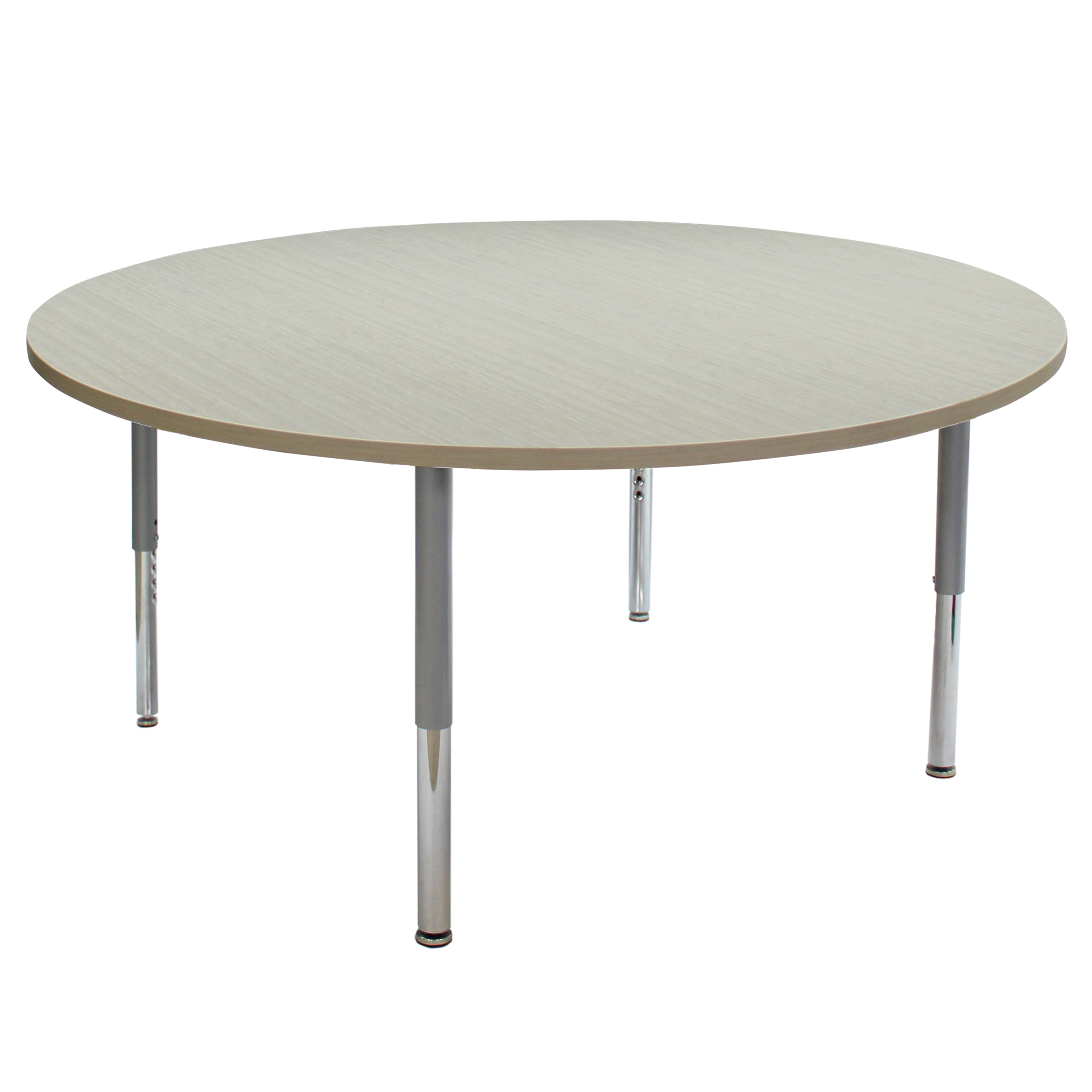60" Round La Madera Activity Table with Adjustable Super Legs - Asian Sand/Silver