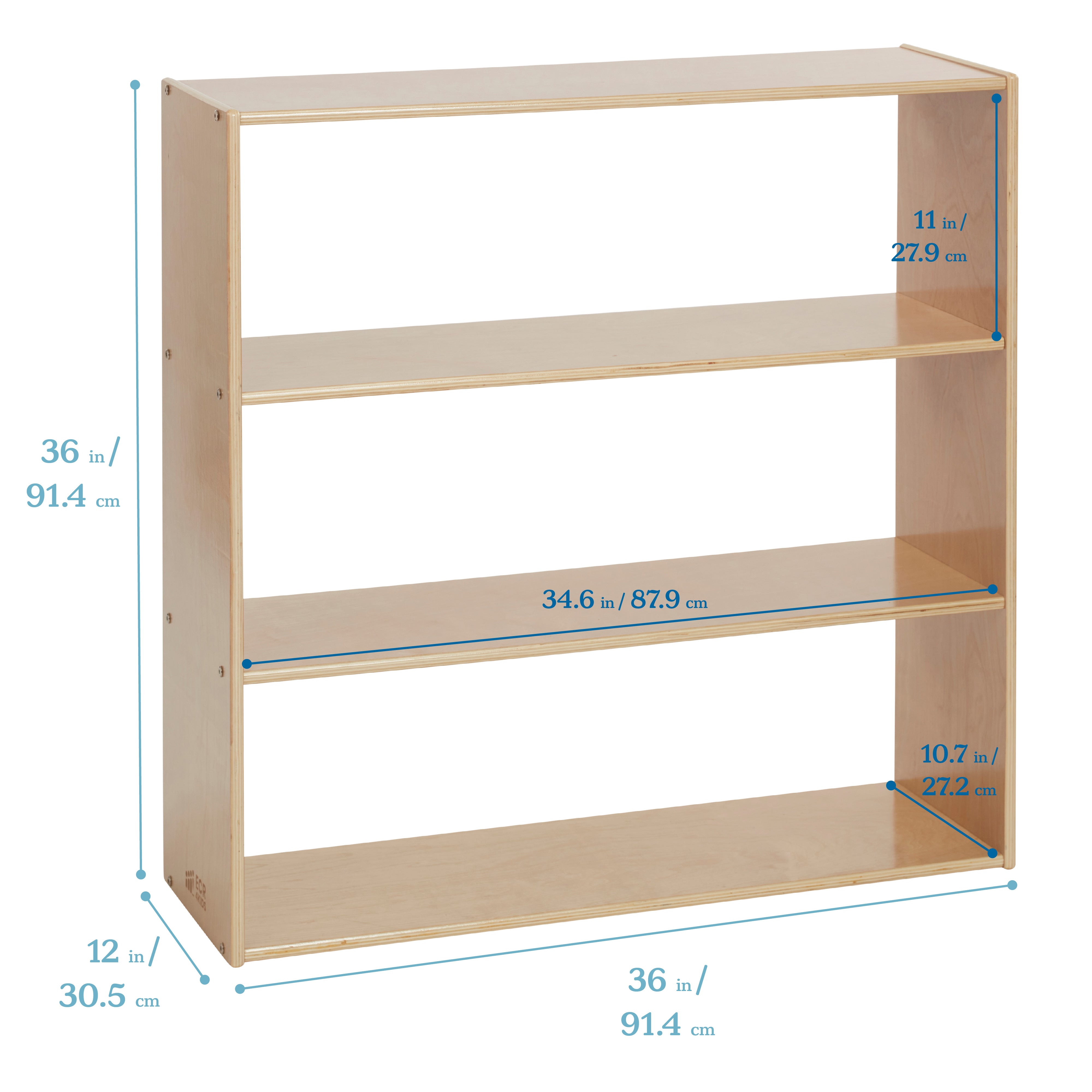 Streamline 3-Shelf Storage Cabinet without Back 36in H - Natural