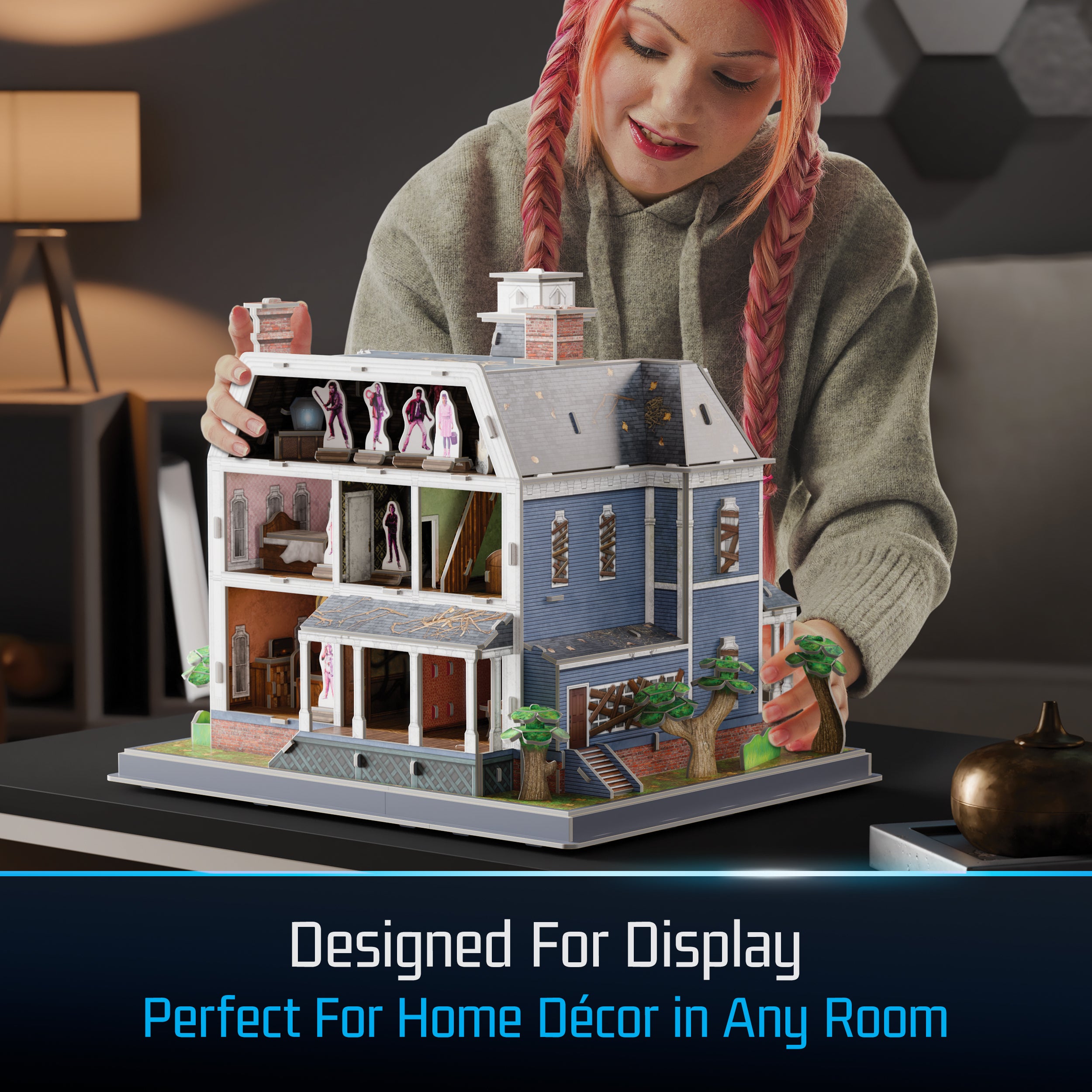4D Build, Stranger Things Creel House 3D Model Kit with Stand, Stranger Things Collectibles & Desk Decor, Adult Puzzle, Building Toys, 3D Puzzles for Adults & Teens, 179 Pieces, for Ages 12 & Up