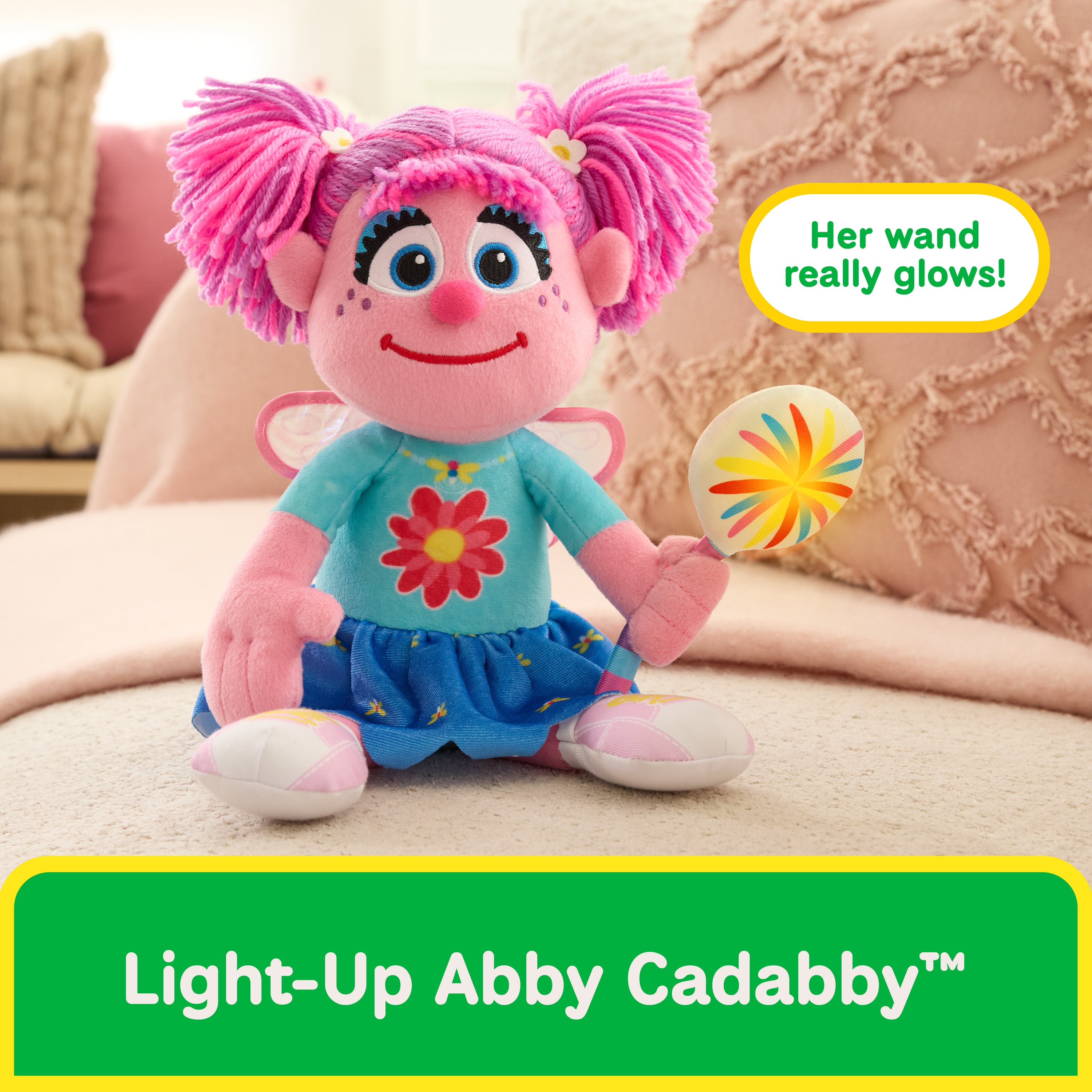 GUND Sesame Street Abby Cadabby Plush with LED Wand, Toddler Doll with Nightlight, Sensory Toy, Sesame Street Stuffed Animal for Ages 1 and Up, 13”