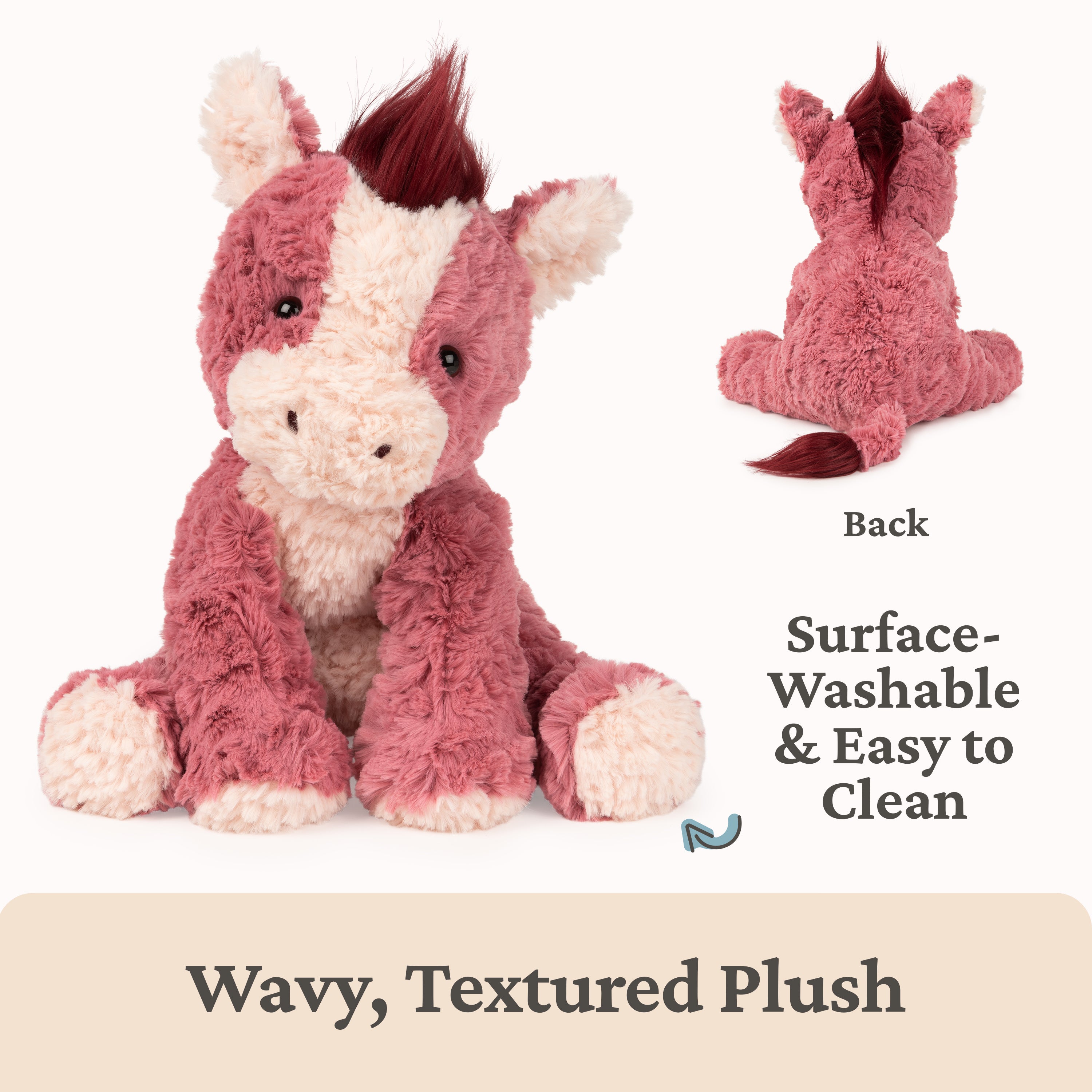 GUND Cozys Collection Horse Stuffed Animal, Spring Decor, Plush Toy for Ages 1 and Up, Pink/Red, 10”