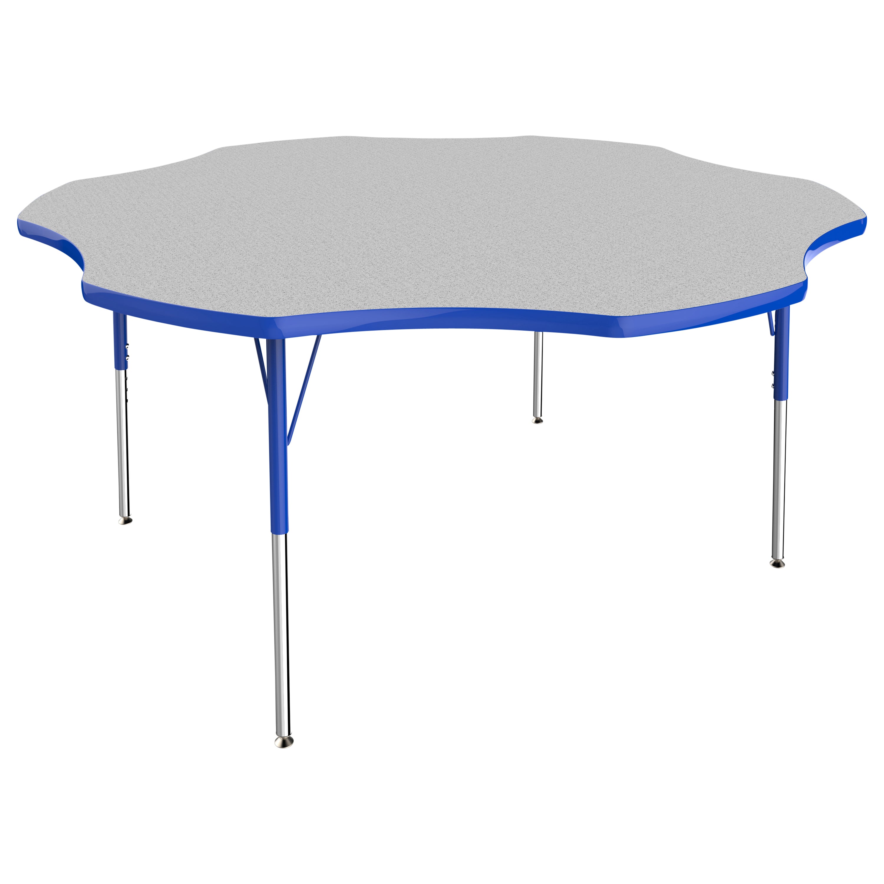 60" x 60" Flower T-Molding Activity Table with Adjustable Standard Swivel Glide Legs - Gray/Blue