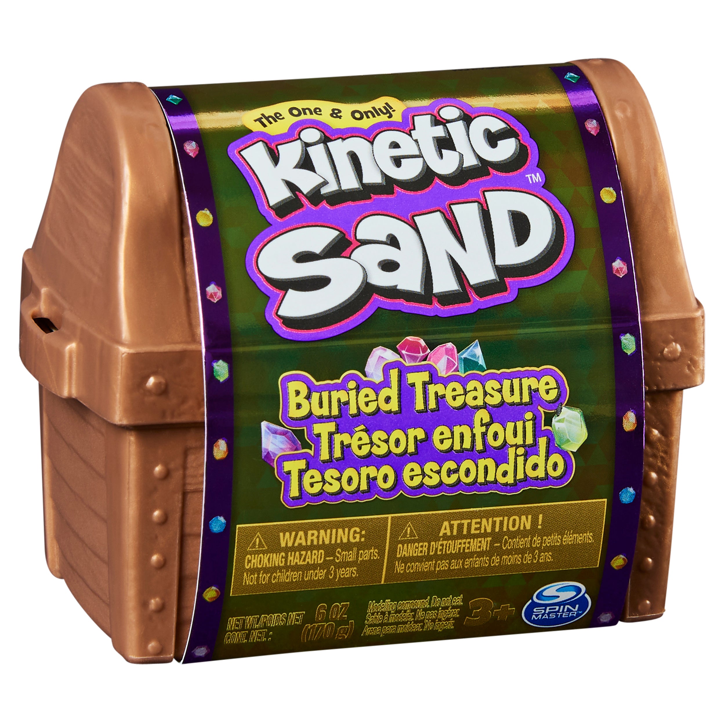 Kinetic Sand, Buried Treasure Playset with 6oz of Play Sand and Surprise Hidden Tool Style May Vary, Sensory Toys for Kids Ages 3 and up