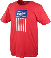 Rawlings Adult Bat Flag T-Shirt - Small - Scarlet