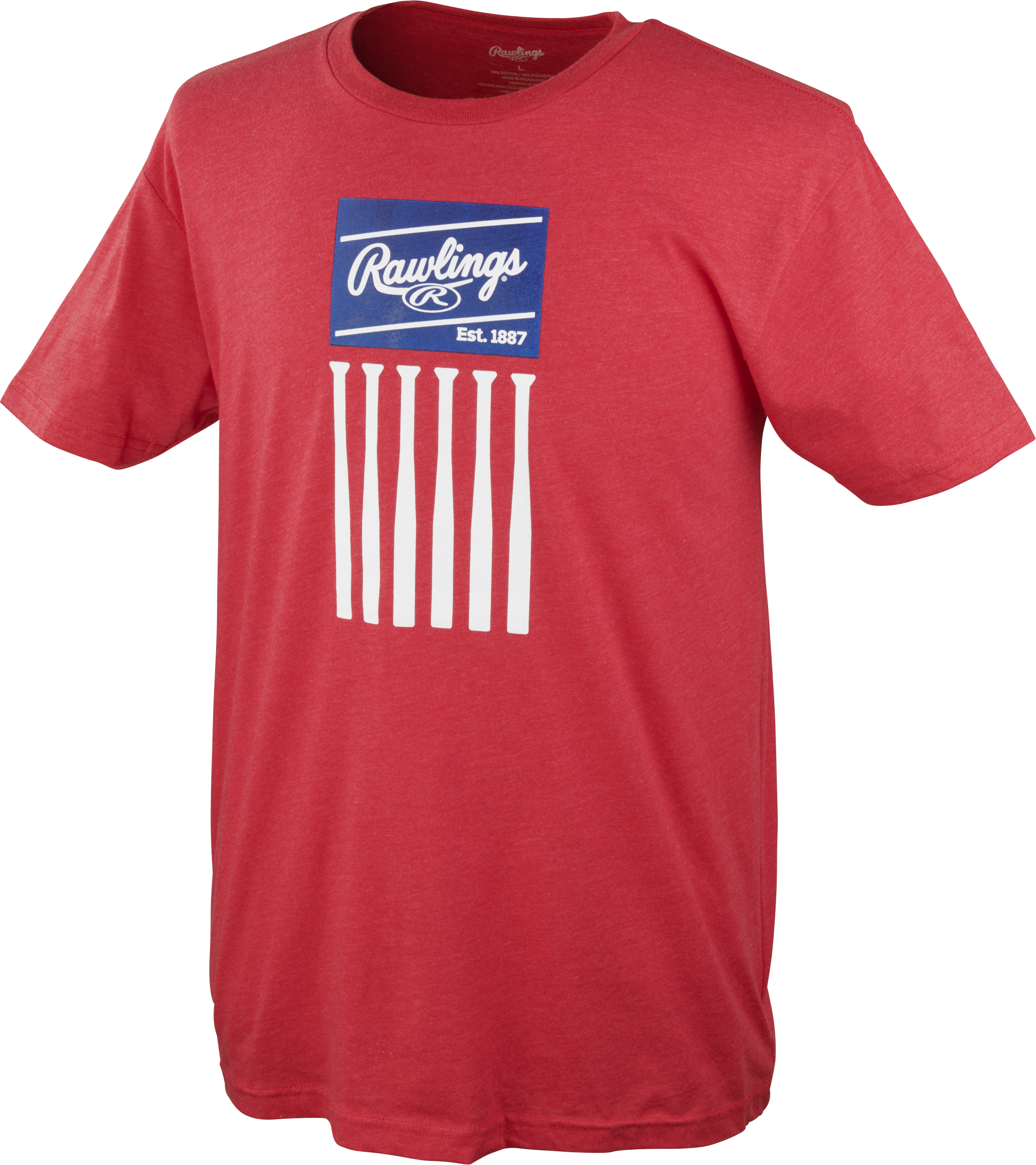Rawlings Adult Bat Flag T-Shirt - Small - Scarlet