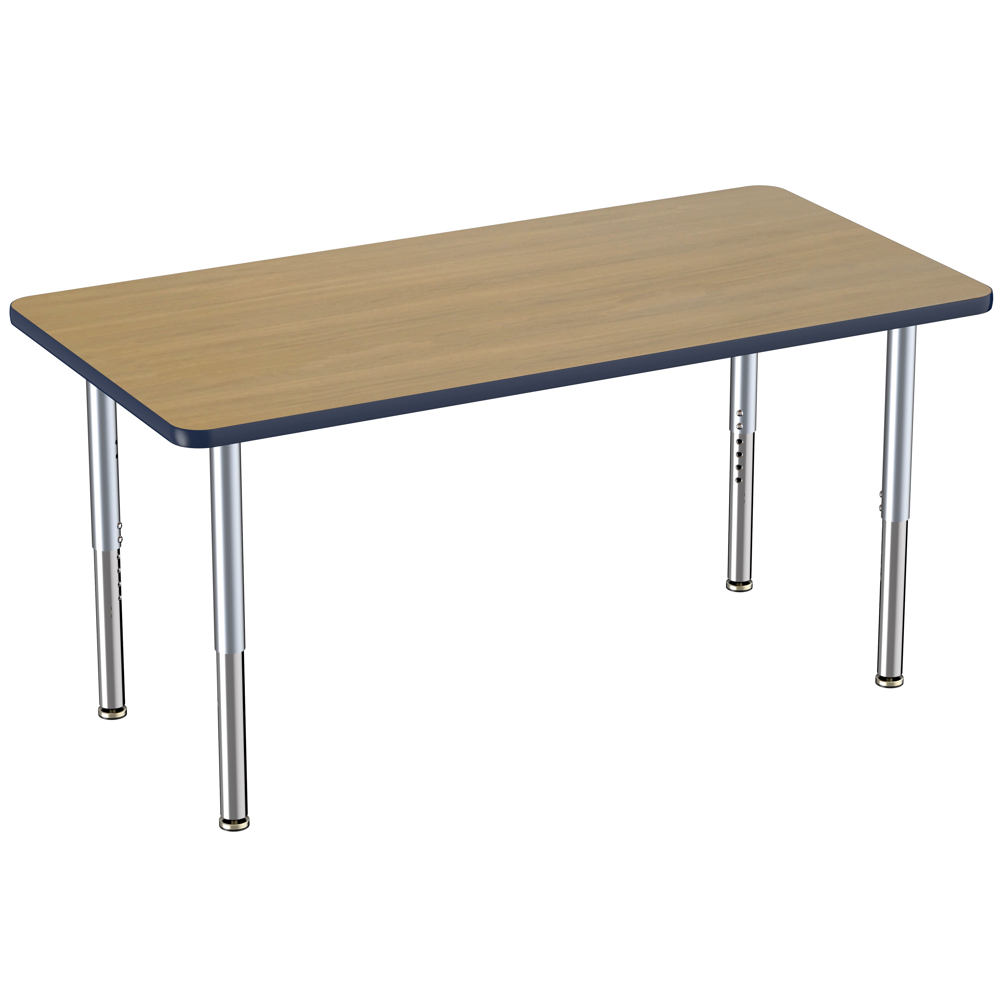 30" x 60" Rectangle Thermofused Activity Table with Adjustable Super Legs - Pasadena Oak/Navy/Silver