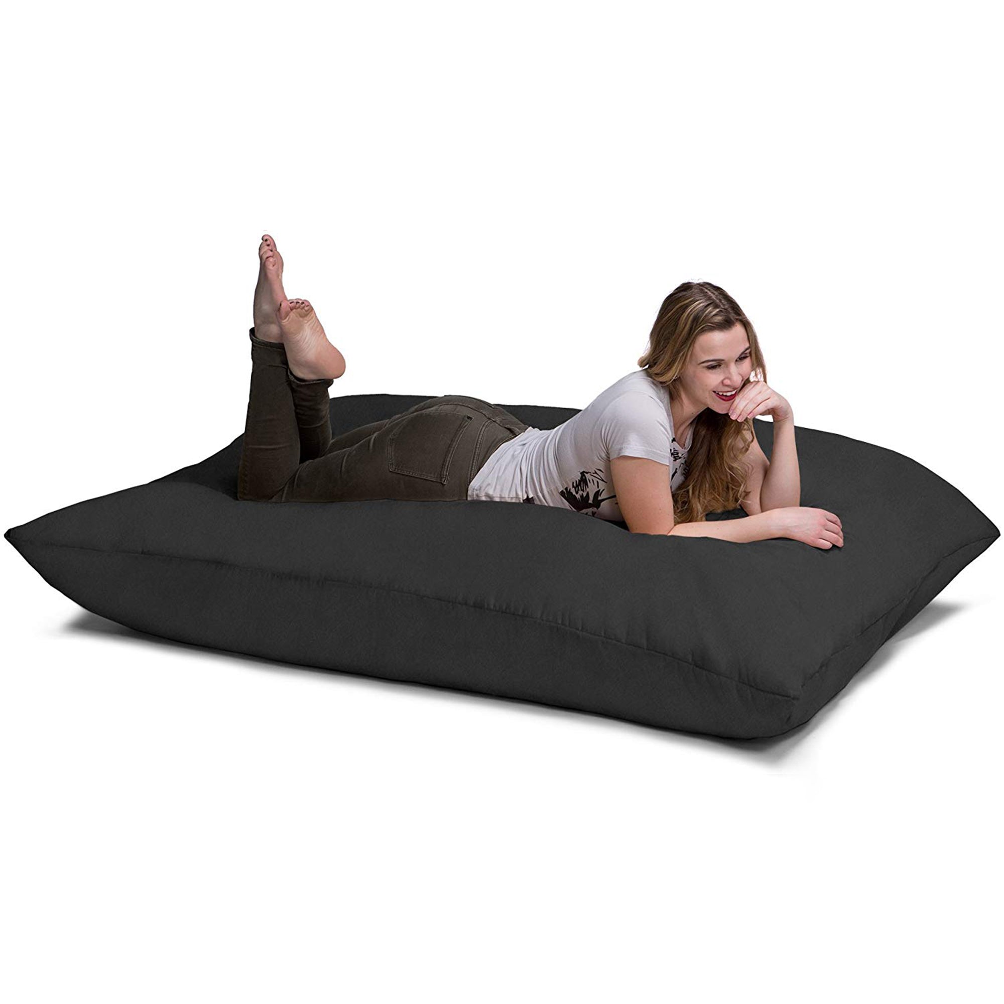 Jaxx Pillow Saxx 5.5-Foot - Huge Bean Bag Floor Pillow and Lounger, Black