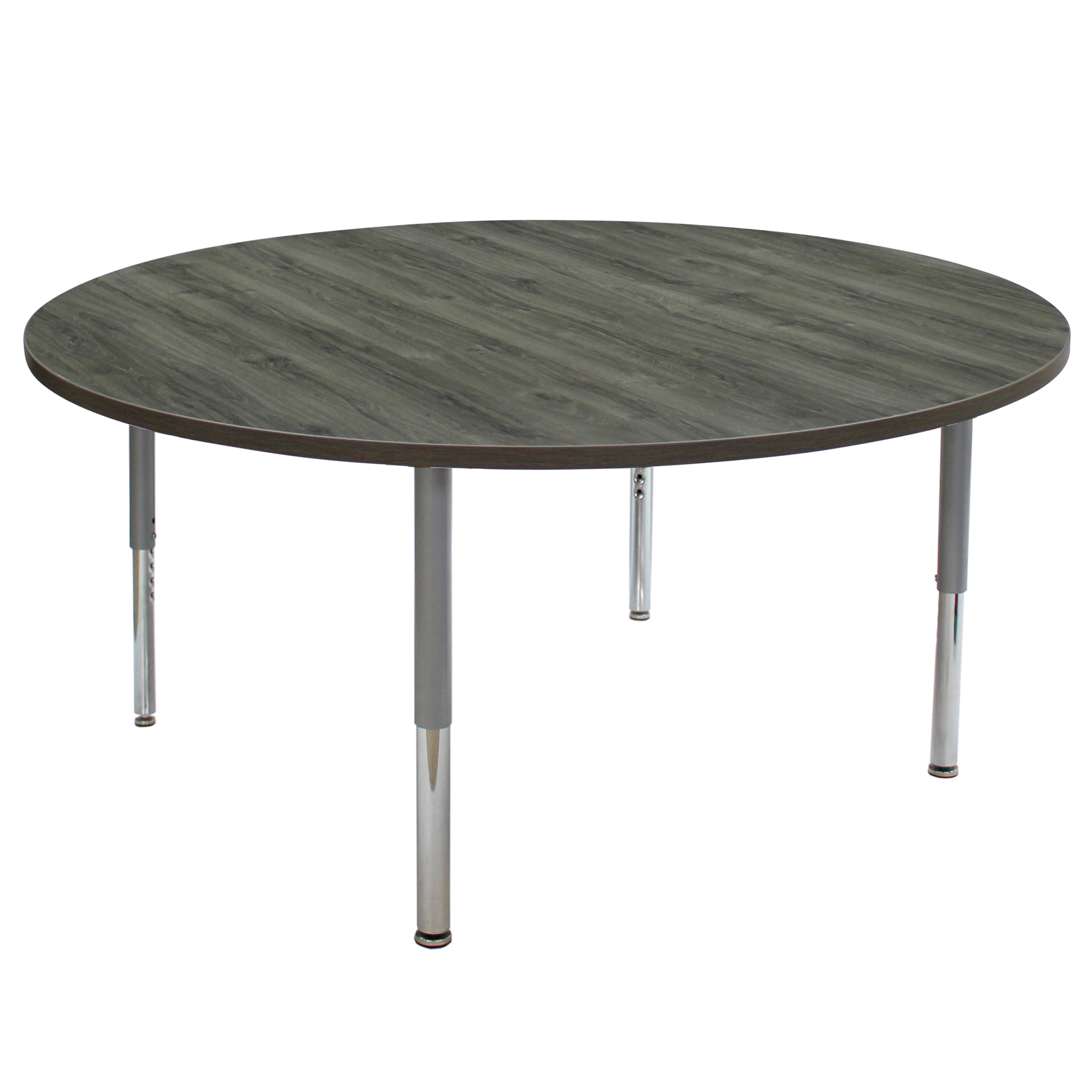60" Round La Madera Activity Table with Adjustable Super Legs - Gray Wood/Silver