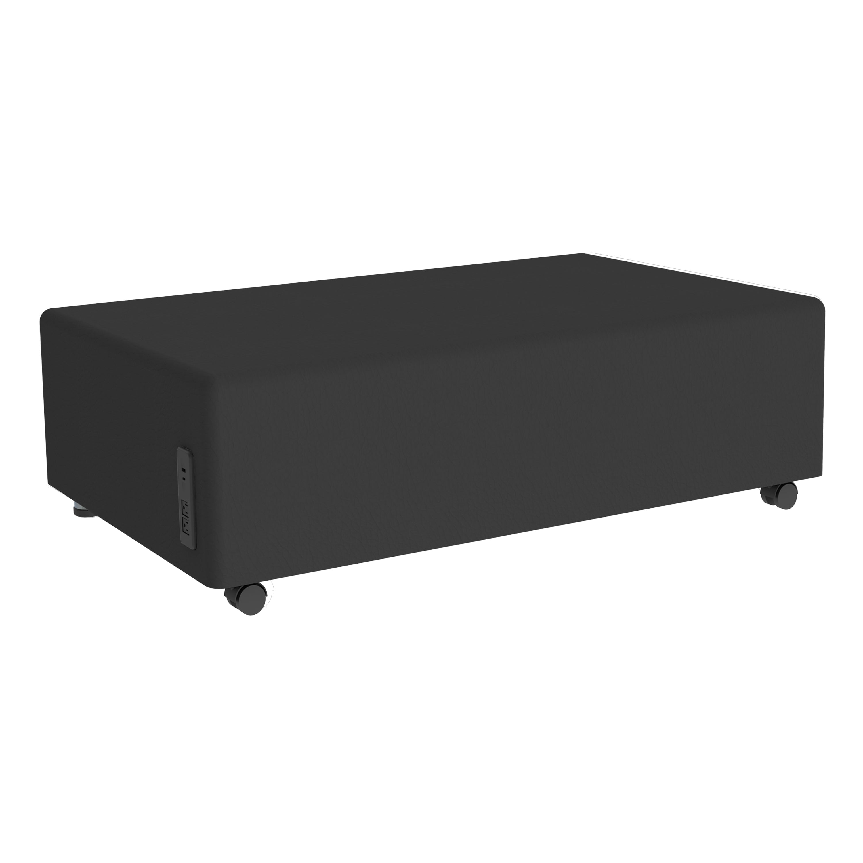 Pro Series Upholstered Rectangle Mobile Ottoman - Black
