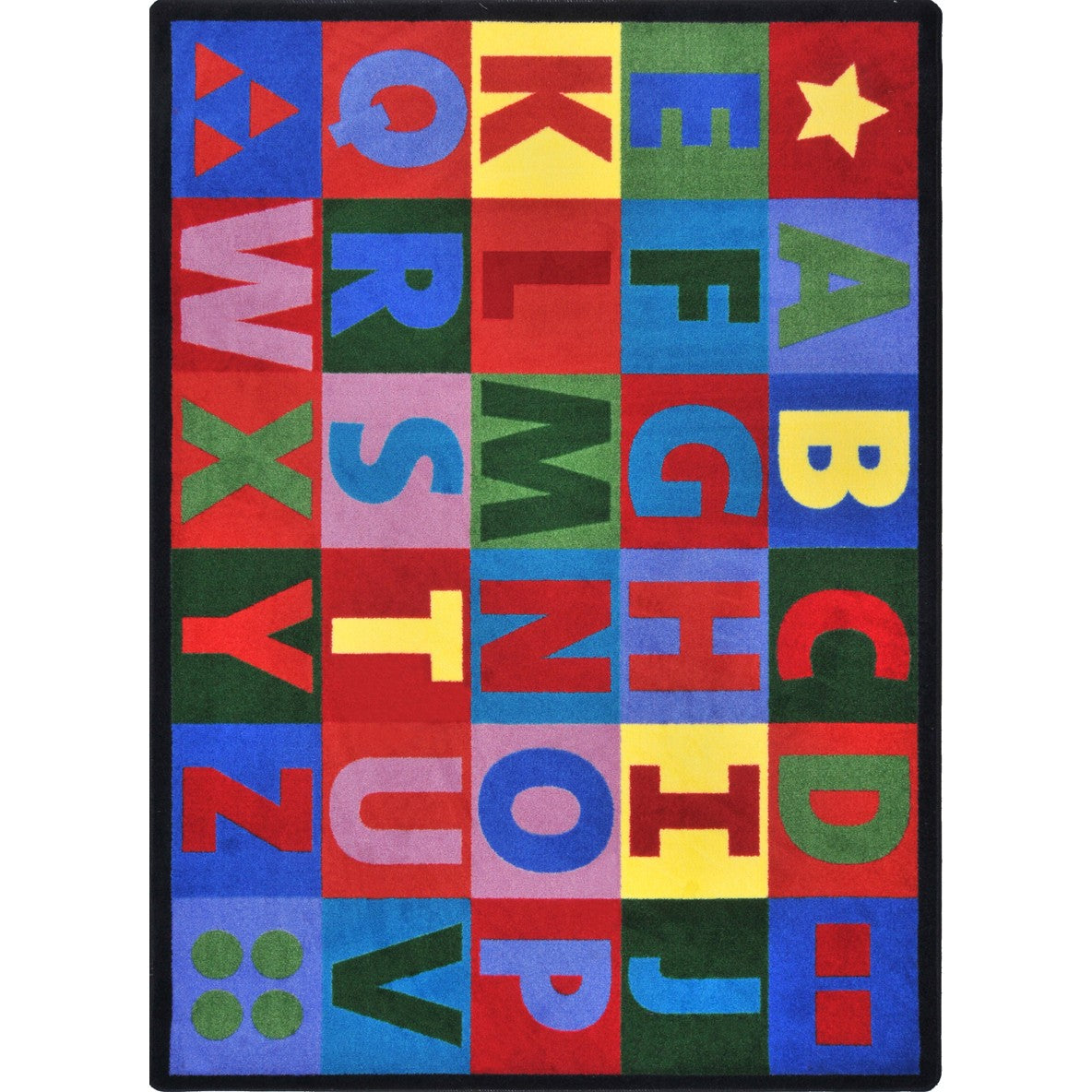 Oversize Alphabet 5'4" x 7'8" area rug in color Multi