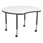 46" Crescent Collaborative Dry-Erase Activity Table with Adjustable Mobile Legs - Whiteboard/Black