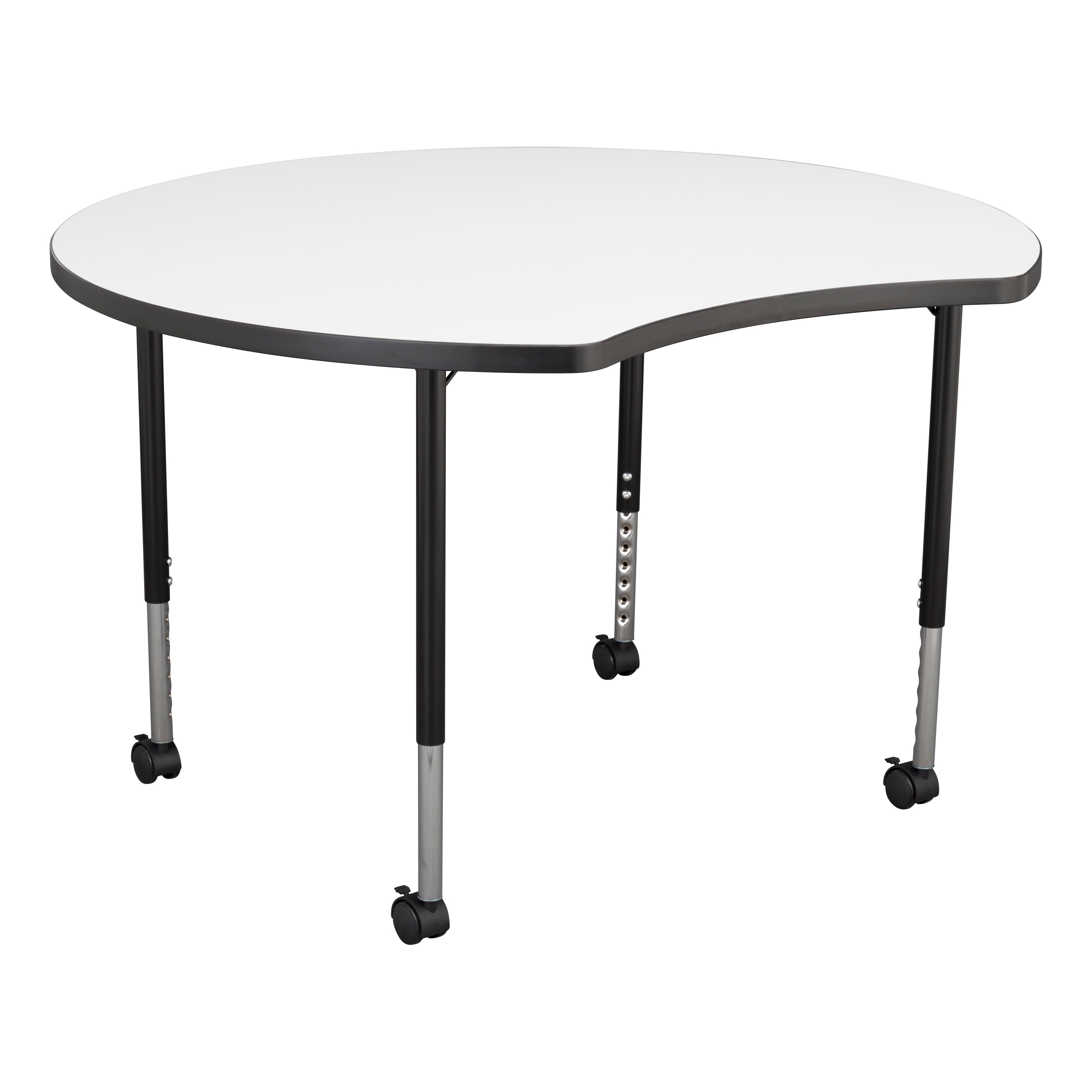 46" Crescent Collaborative Dry-Erase Activity Table with Adjustable Mobile Legs - Whiteboard/Black