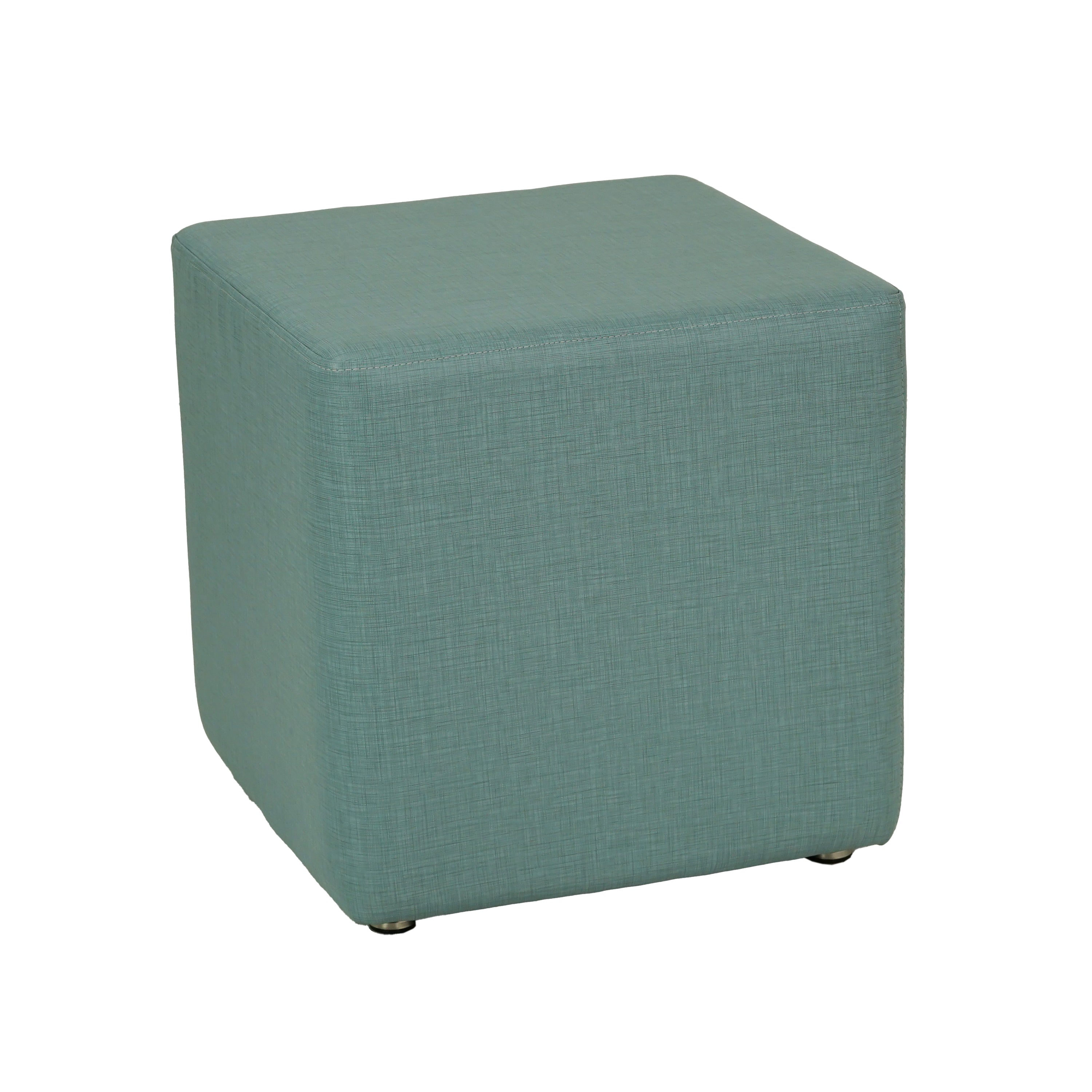 Pro Series Upholstered Square Ottoman 18" Height - Sky Blue Crosshatch