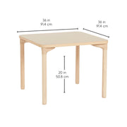 36" x 36" Square All-Purpose Activity Table with 20" Wood Legs