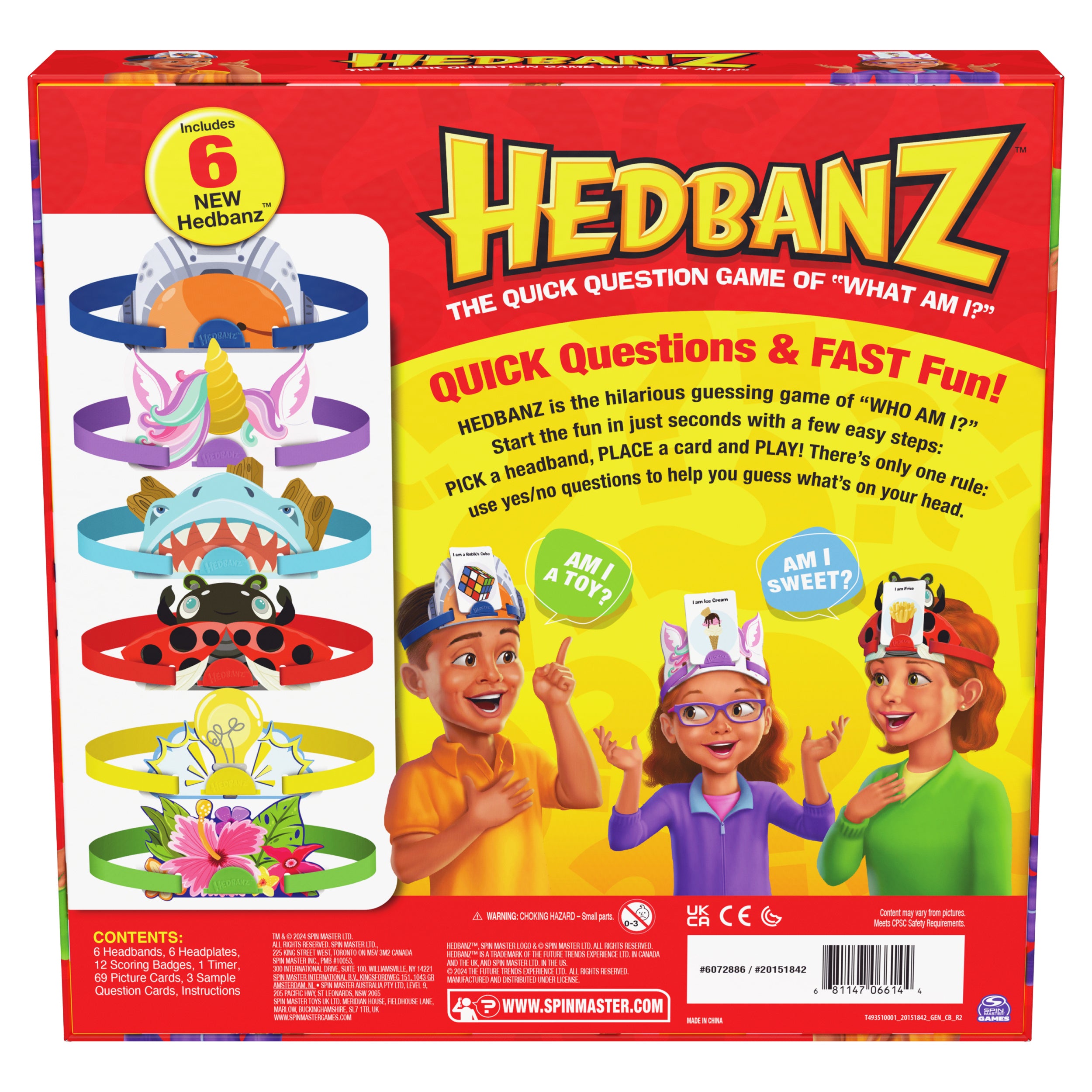 Spin Master Games, Hedbanz 3rd Edition with New Cards & Headbands, Picture Guessing Card Game, Quick Questions & Fast Fun, Easy to Play for Family & Kids, 2-6 Players, for Ages 6 & Up