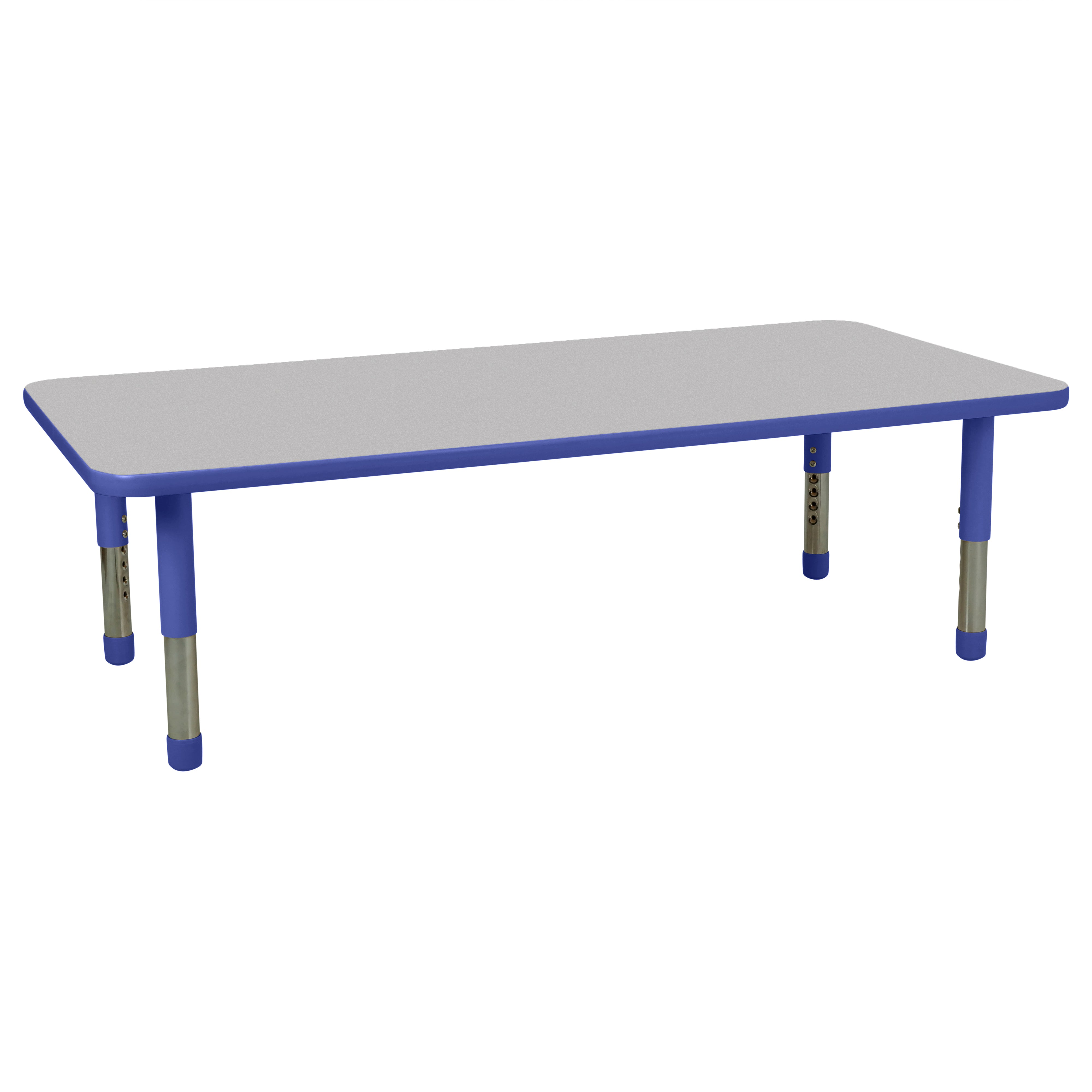 30" x 60" Rectangle T-Molding Activity Table with Adjustable Tiny Tot Legs - Gray/Blue