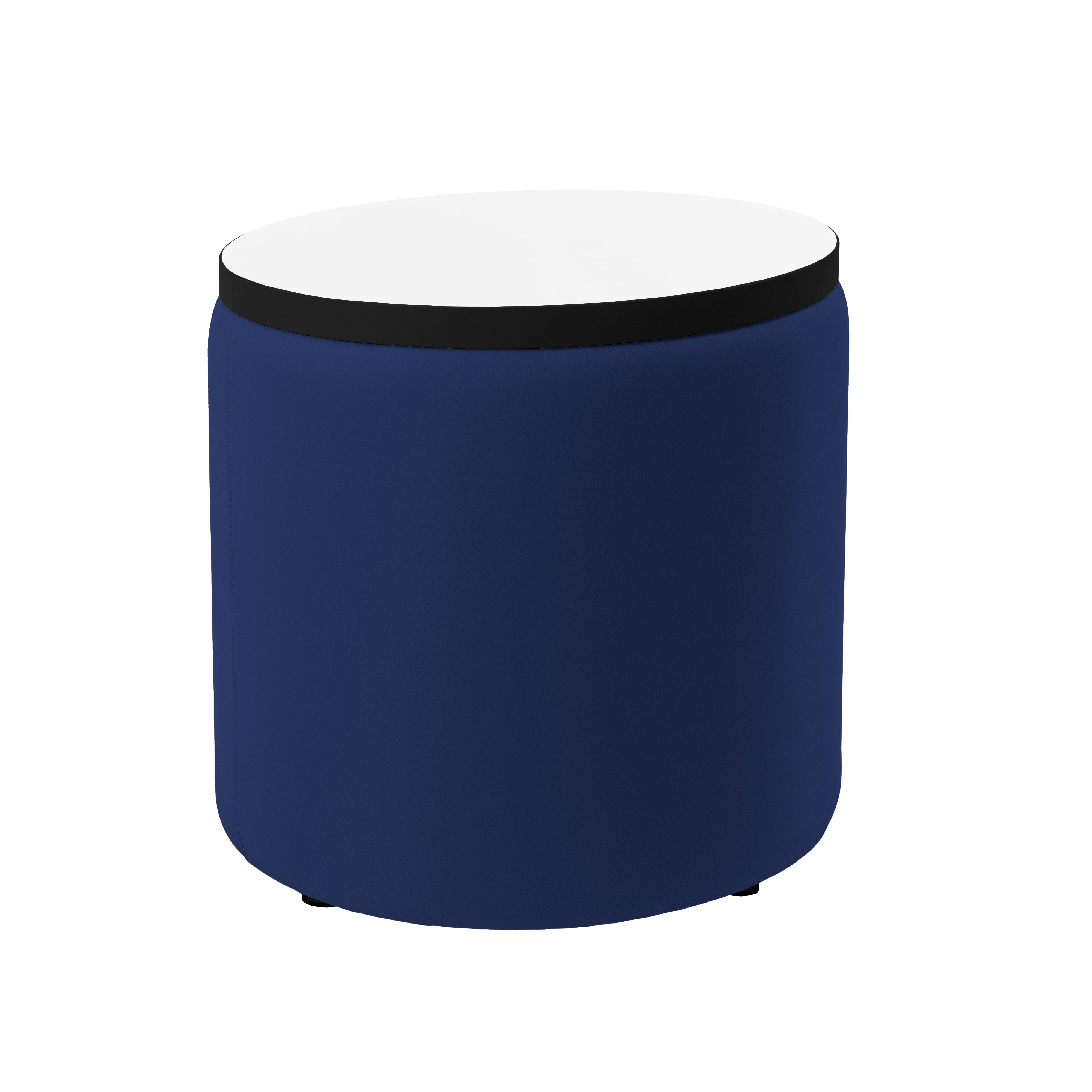 Pro Series Upholstered 18" Round Dry-Erase Ottoman Table 18" Height - Navy/Whiteboard