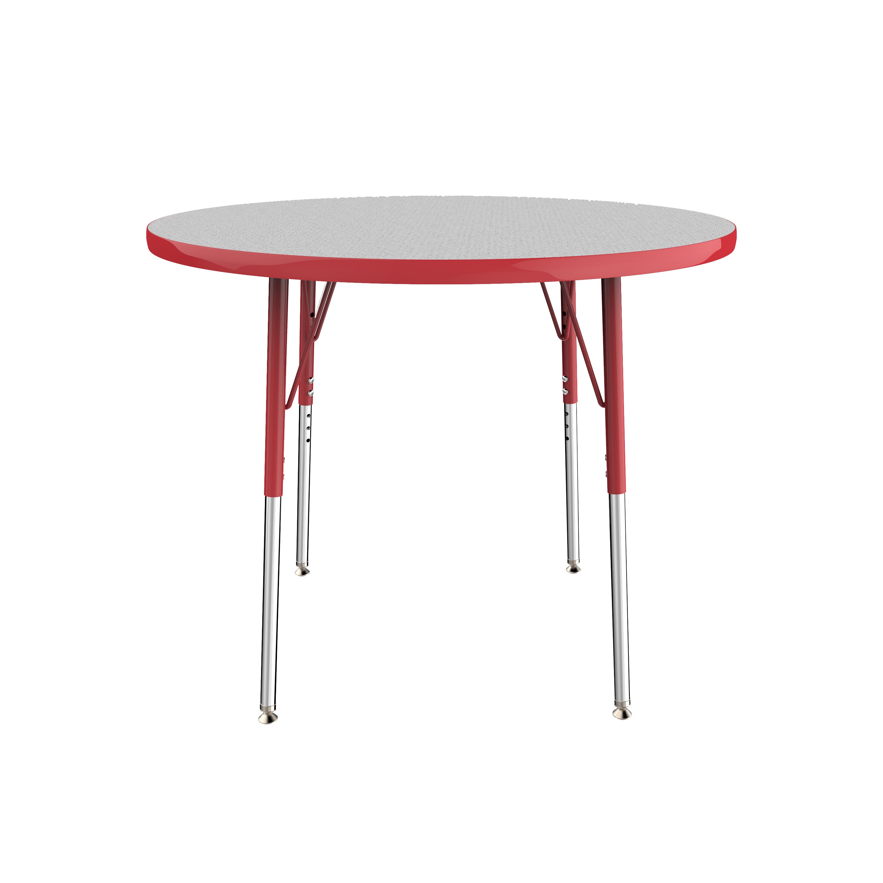 36" Round T-Molding Activity Table with Adjustable Standard Swivel Glide Legs - Gray/Red