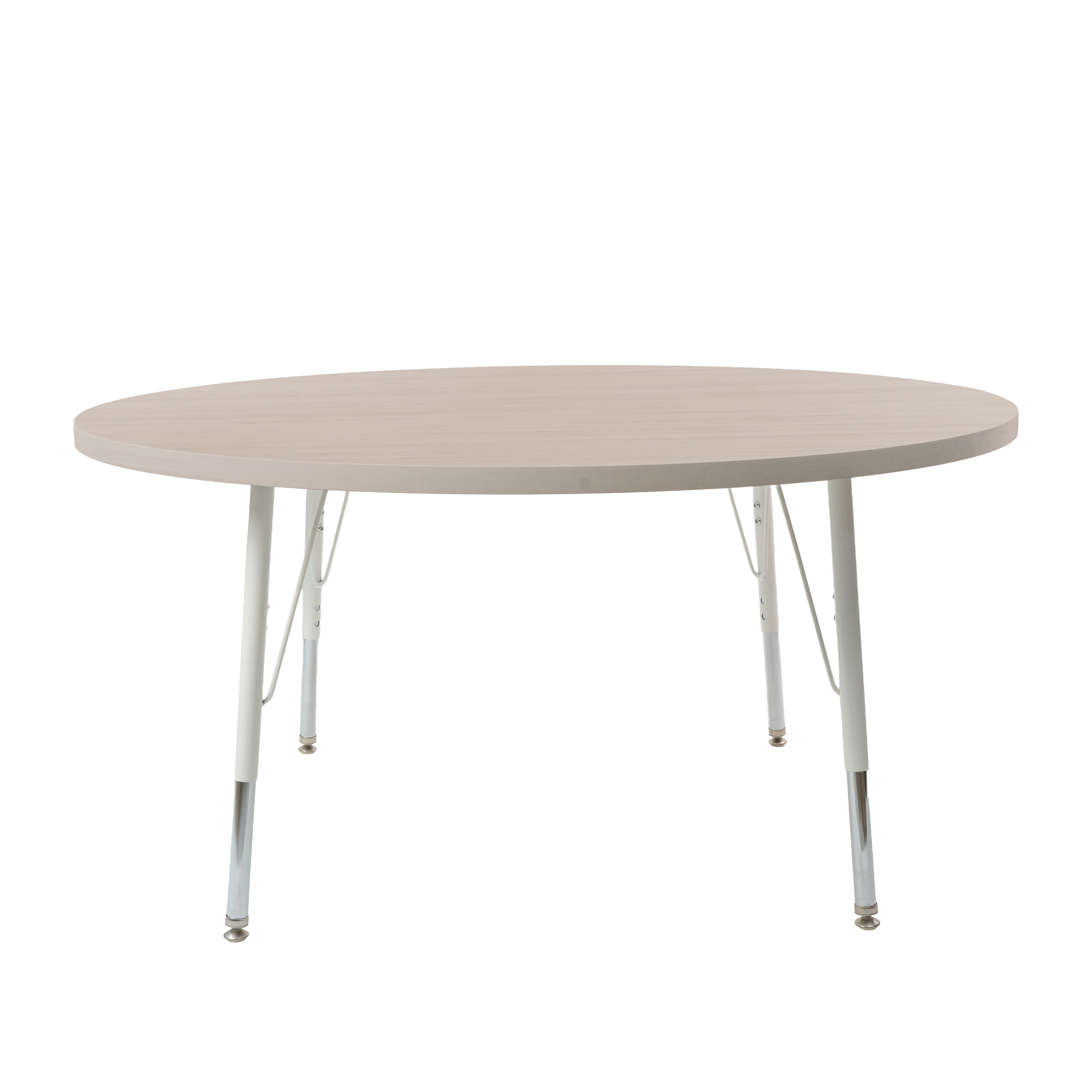 48" Round Thermofused Woodgrain Activity Table with Standard Legs - Asian Sand/White