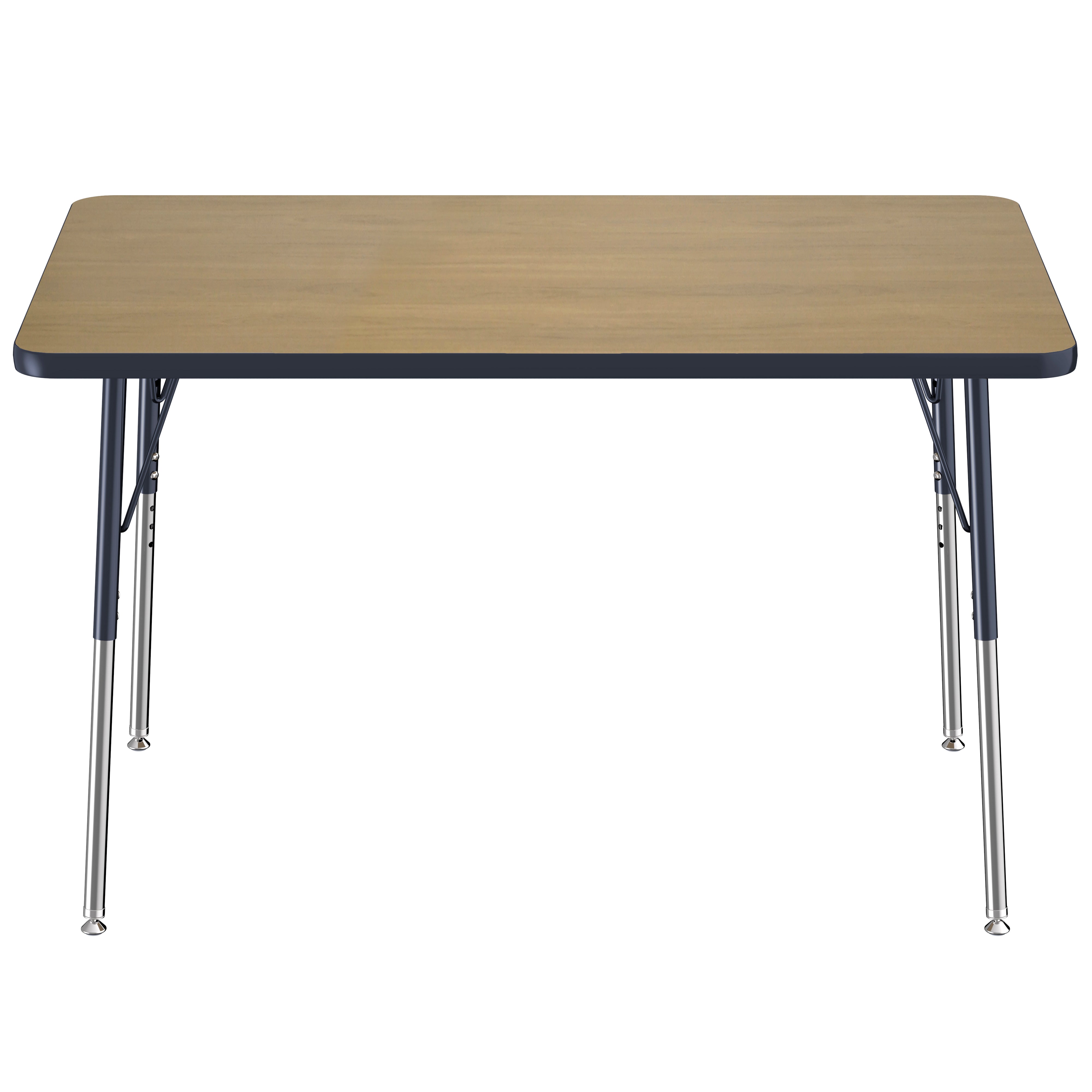 30" x 48" Rectangle T-Molding Activity Table with Adjustable Standard Swivel Glide Legs - Pasadena Oak/Navy