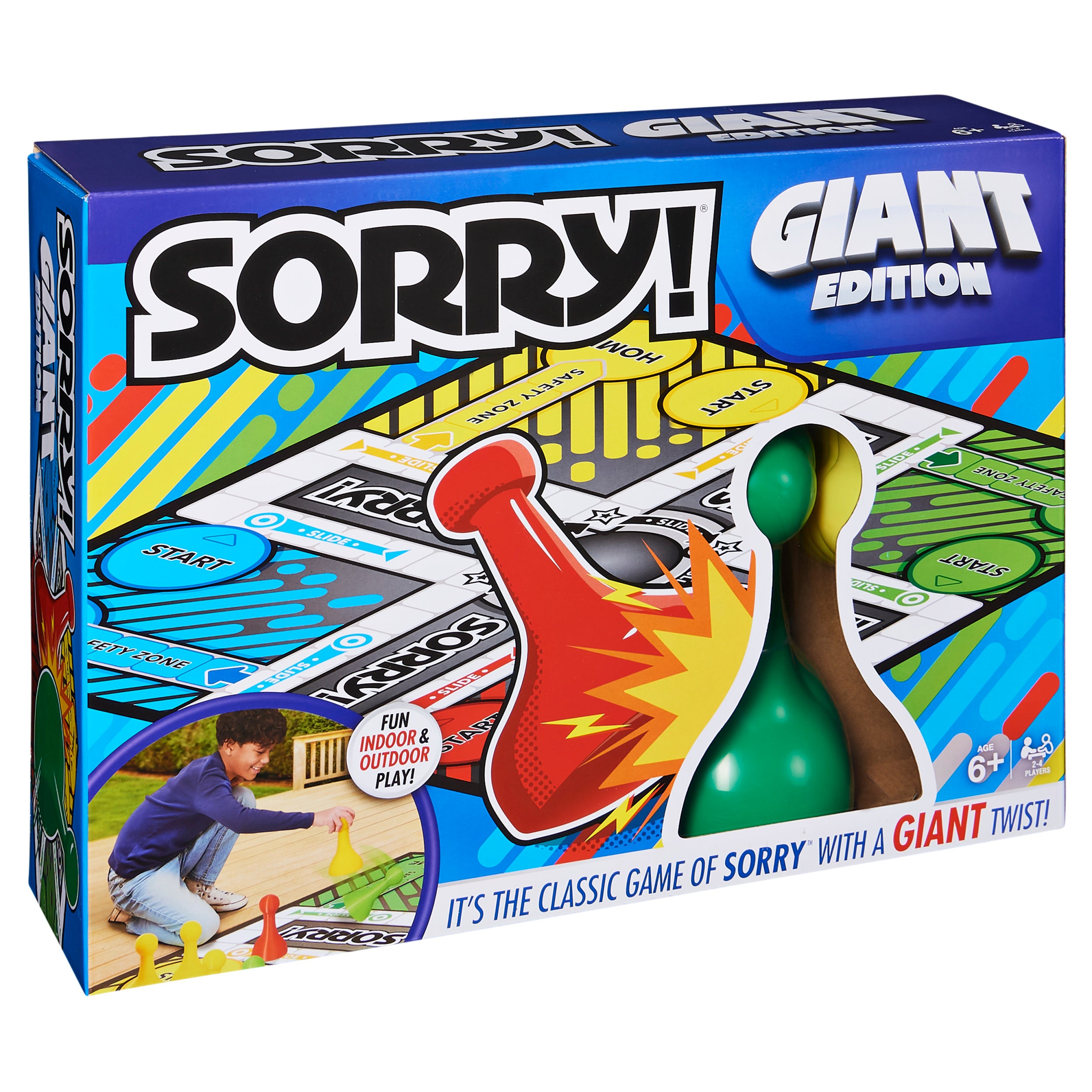 Giant SORRY! Classic Family Board Game Indoor Outdoor Retro Party Activity Summer Toy with Oversized Gameboard, for Adults and Kids Ages 6 and up