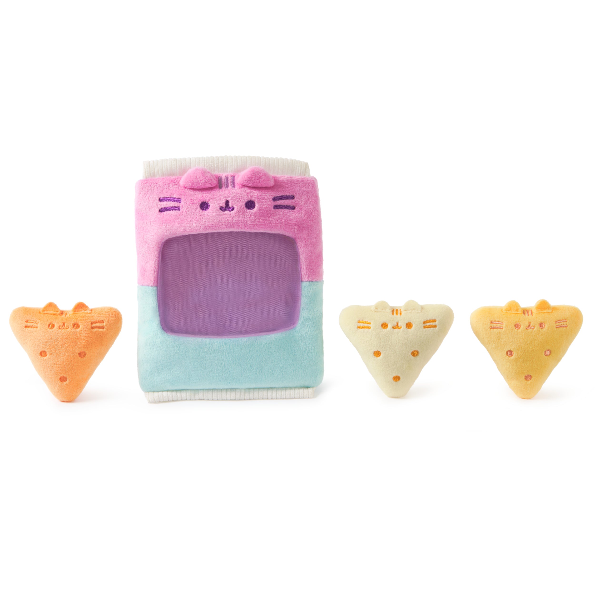 GUND Pusheen Gamer Chips with Removable Mini Plushies, Toy Tortilla Chips, Food Plushies, Gaming Decor, Stuffed Animals for Ages 8 and Up, Pink, 8"