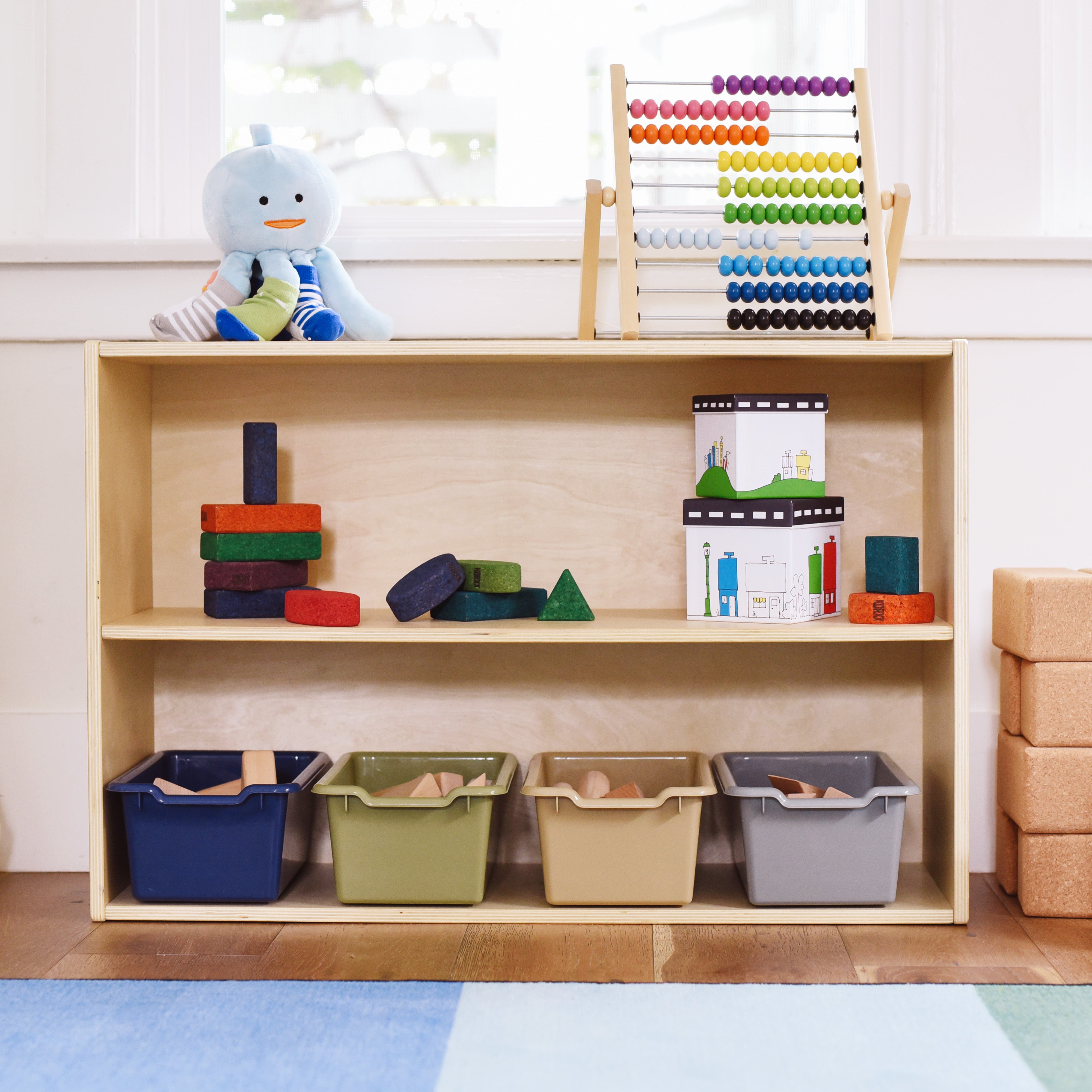 Streamline 2-Shelf Storage Cabinet with Back 24in H - Natural