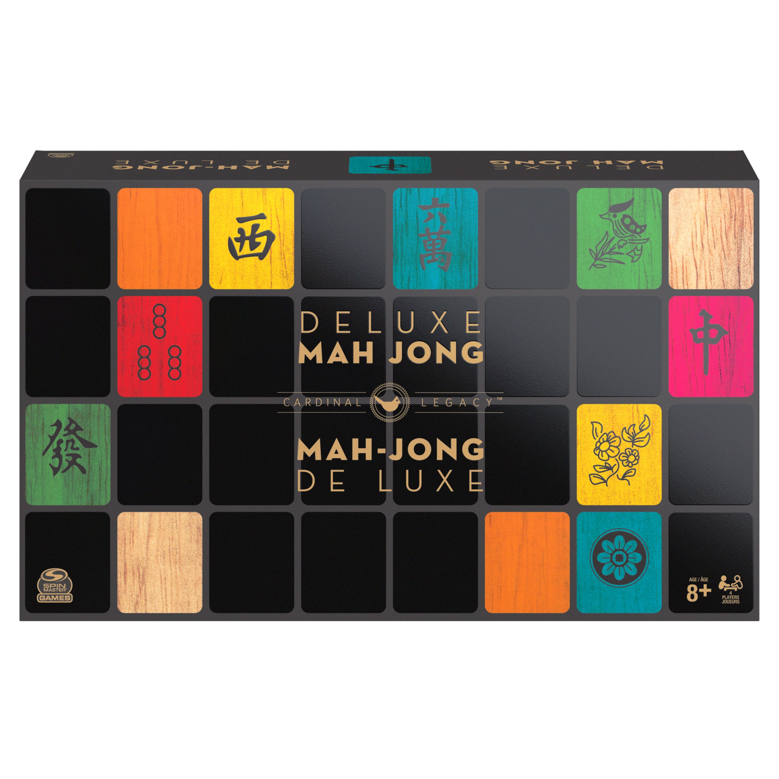Legacy Deluxe Mah Jong Classic Game with Two-Toned Tiles and Lined Wood Storage Case, Family Game for 4 Players Ages 8 and up