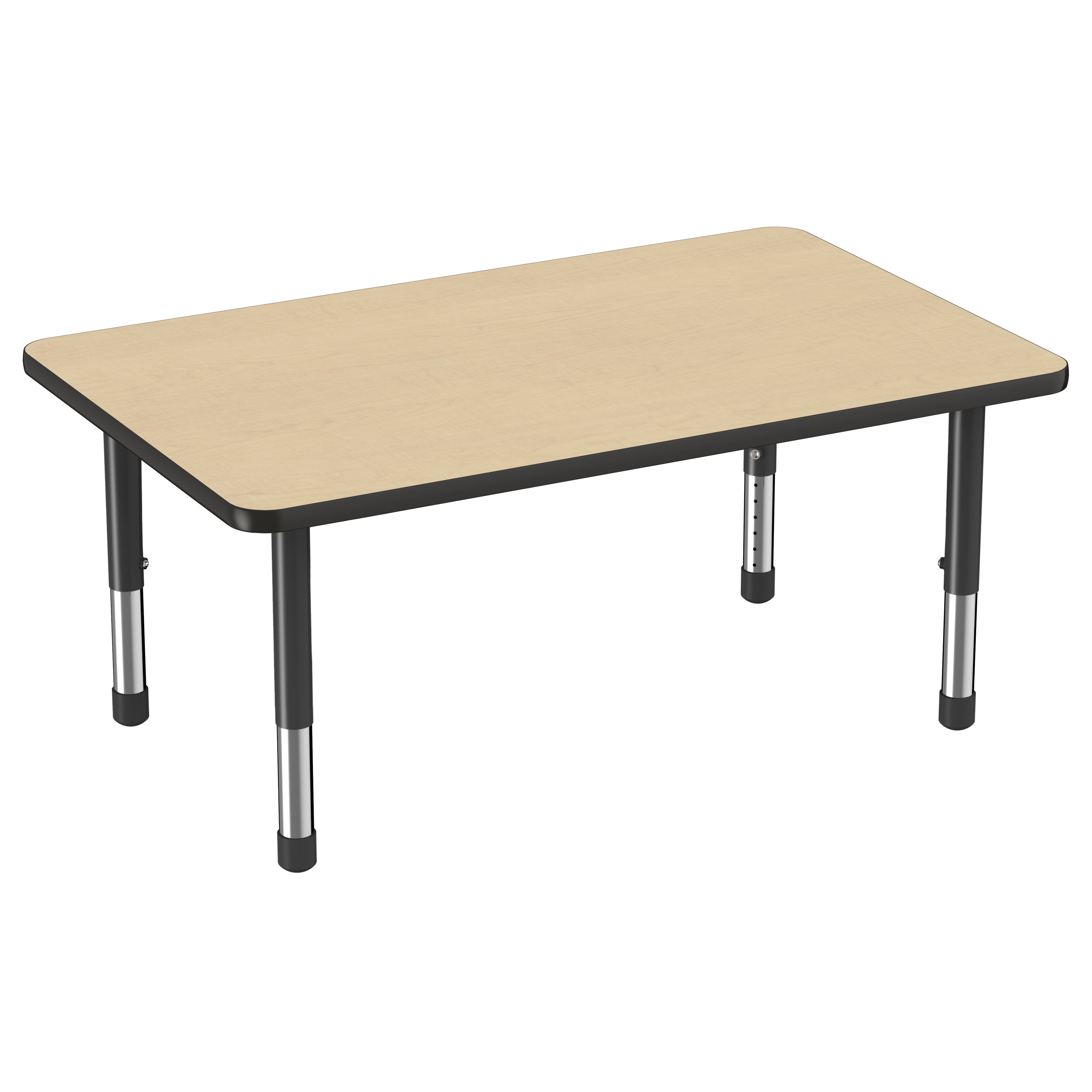 30" x 48" Rectangle Thermofused Activity Table with Adjustable Chunky Legs - Maple/Black
