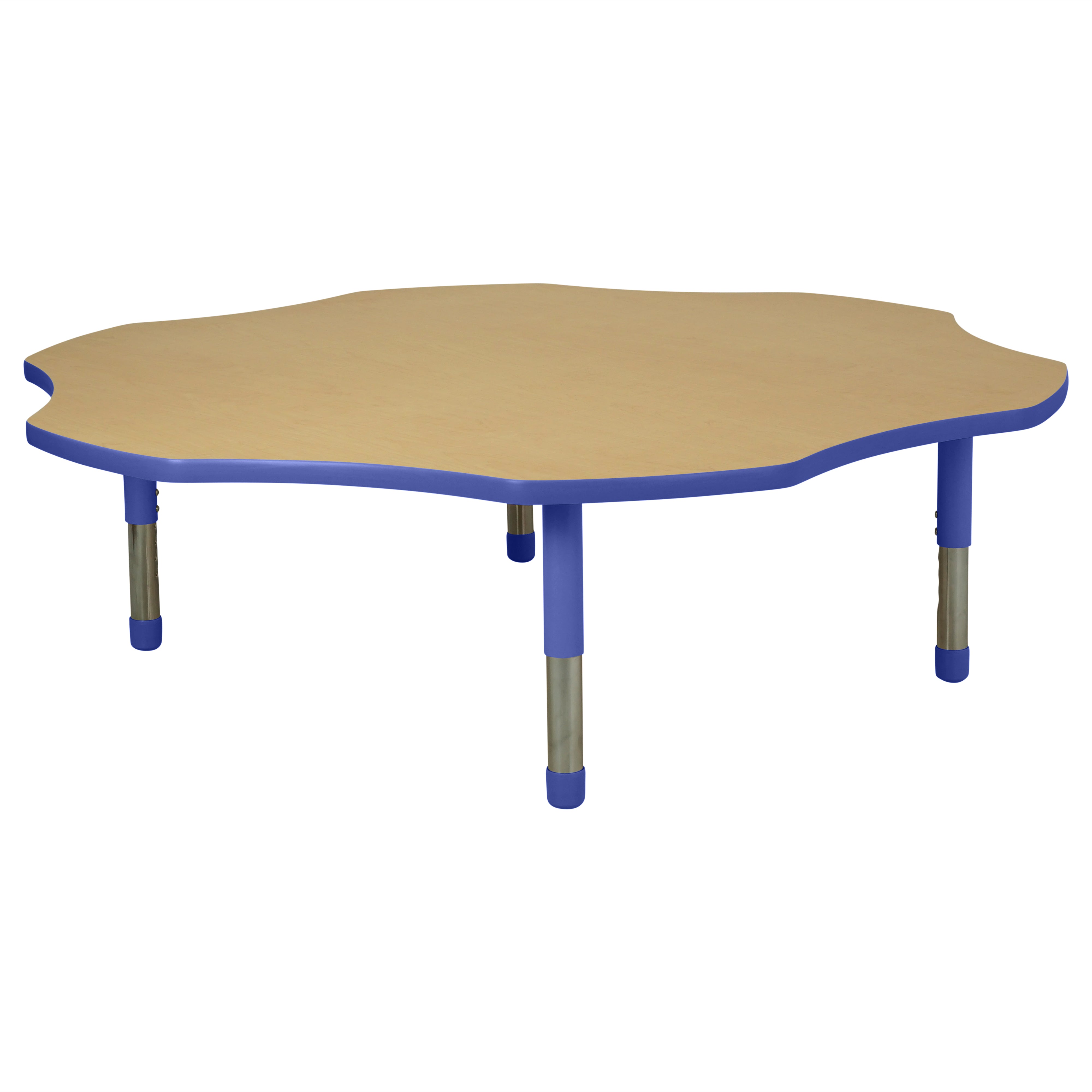60" x 60" Flower T-Molding Activity Table with Adjustable Tiny Tot Legs - Maple/Blue