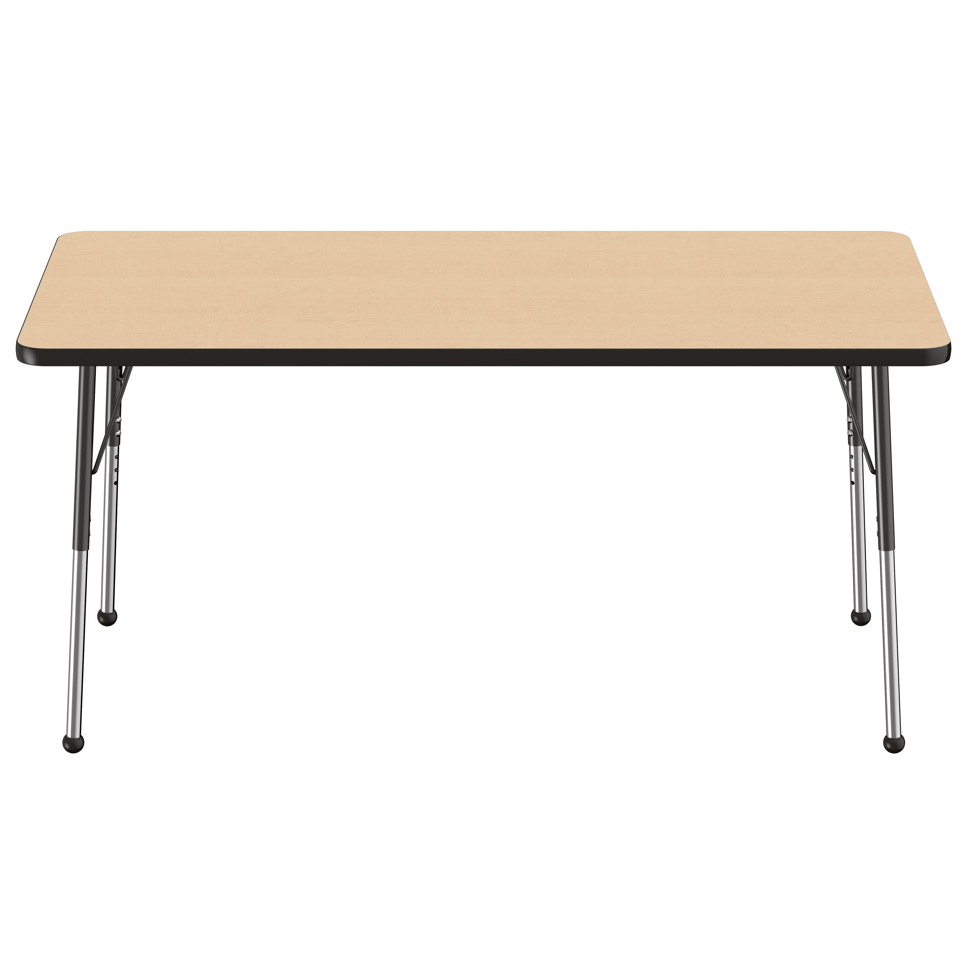 30" x 60" Rectangle Thermofused Activity Table with Adjustable Standard Ball Glide Legs - Maple/Black