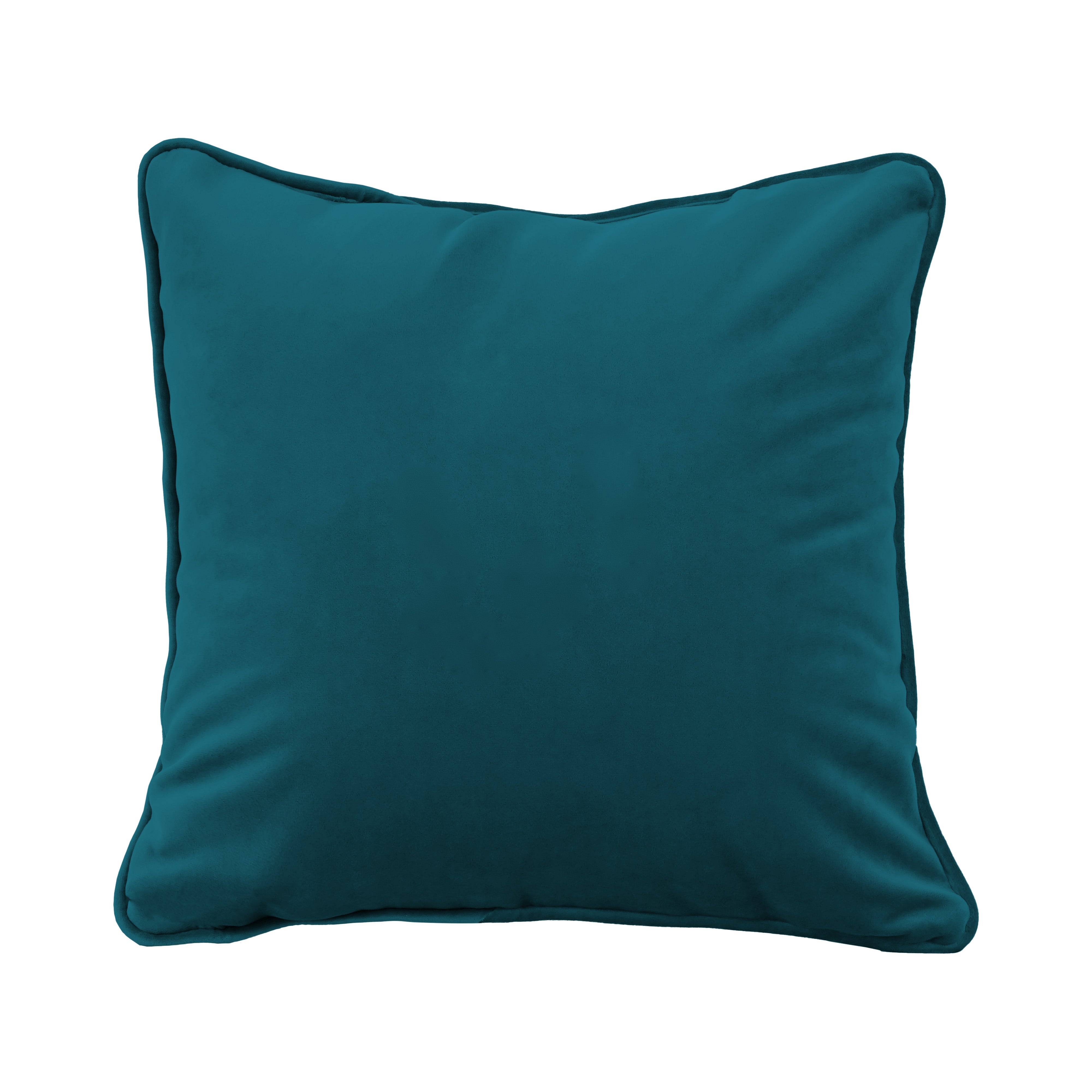 15" x 15" Square Microfiber Pillow with Piping, 2-Piece - Peacock