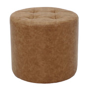 Rustic Tufted Round Ottoman 16" Height - Pecan
