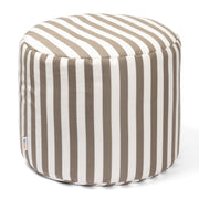 Jaxx Spring Indoor / Outdoor Bean Bag Pouf Ottoman, Taupe Stripes