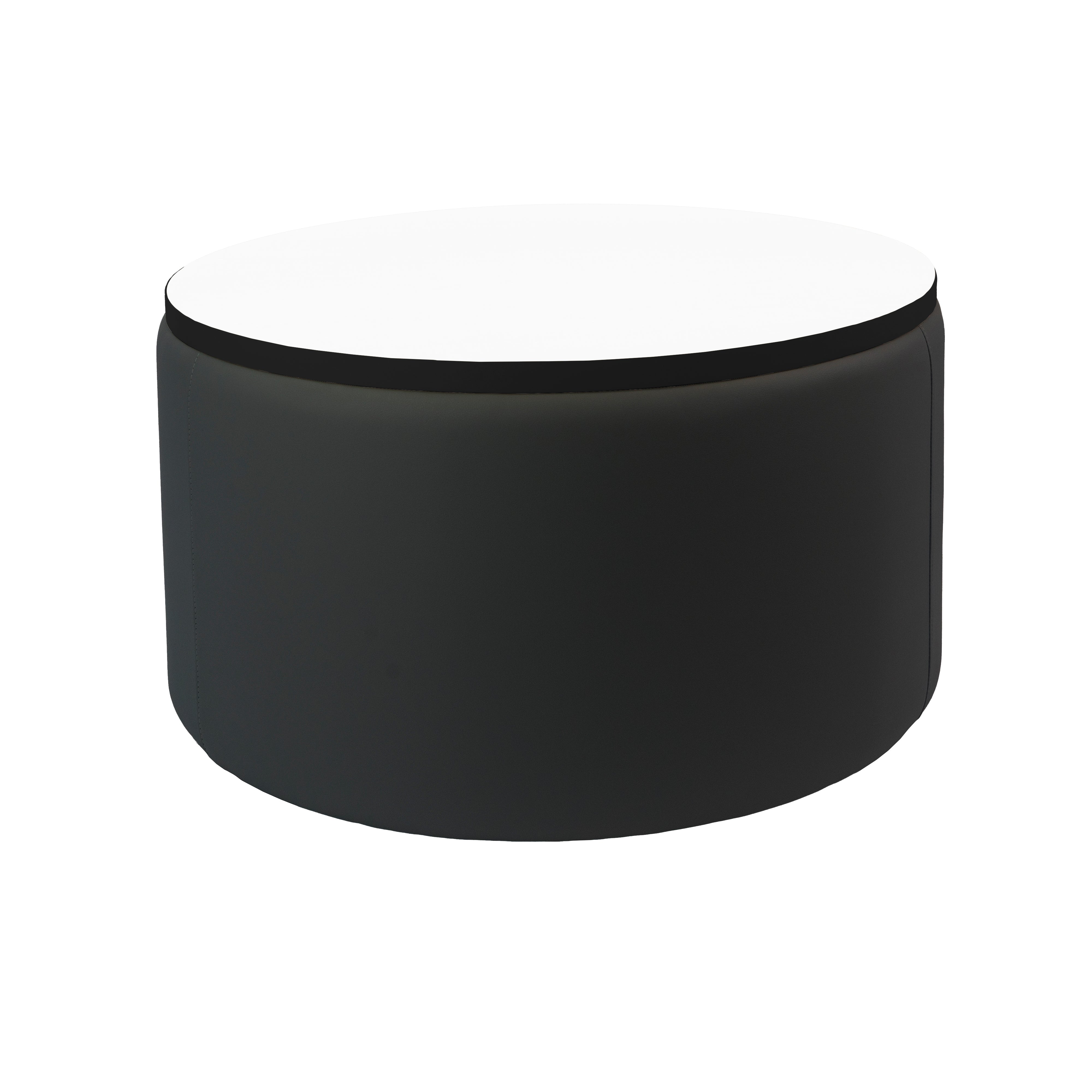 Pro Series Upholstered 30" Round Dry-Erase Ottoman Table 18" Height - Black/Whiteboard