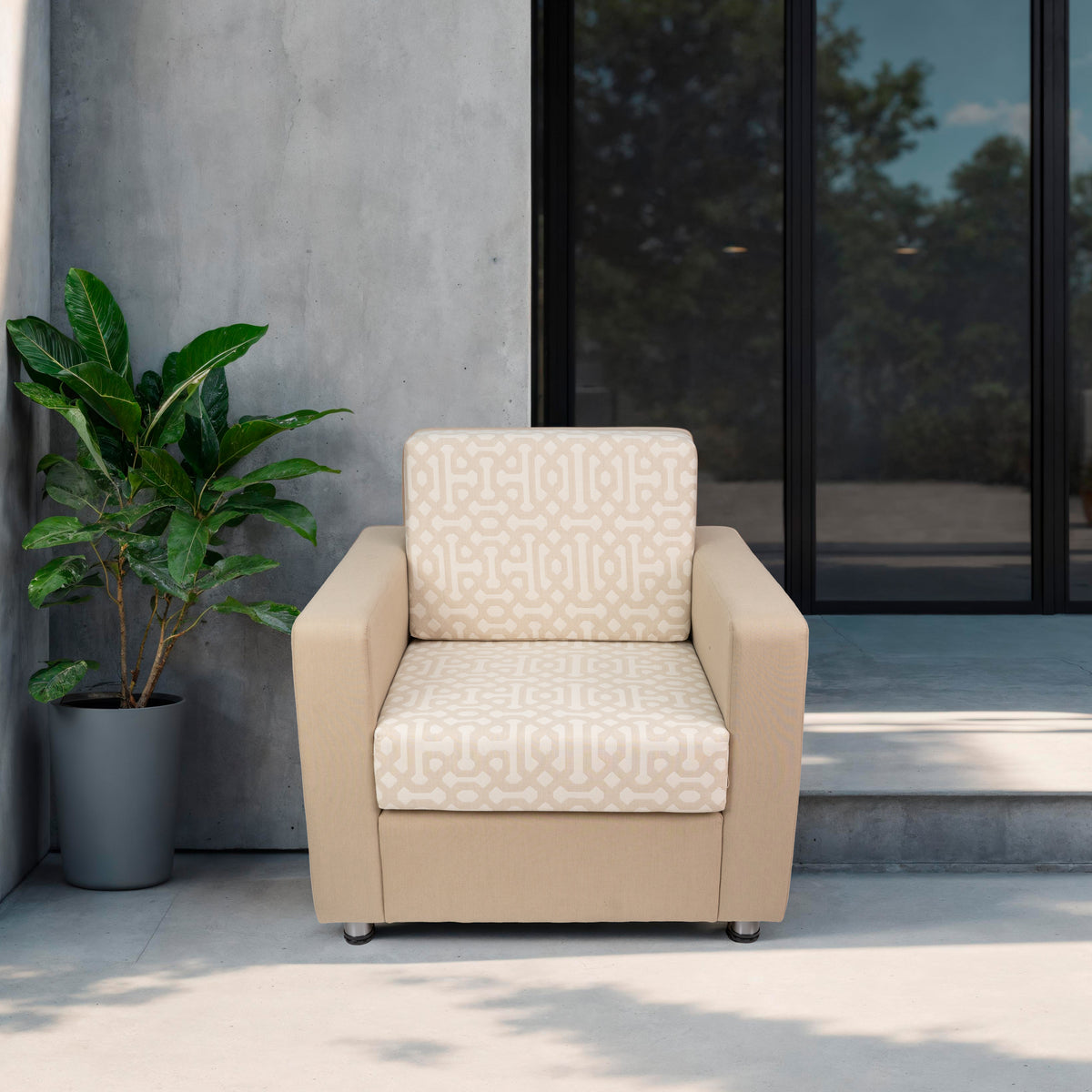 Outdoor Chair with Sunbrella - Fretwork Flax/Spectrum Sand