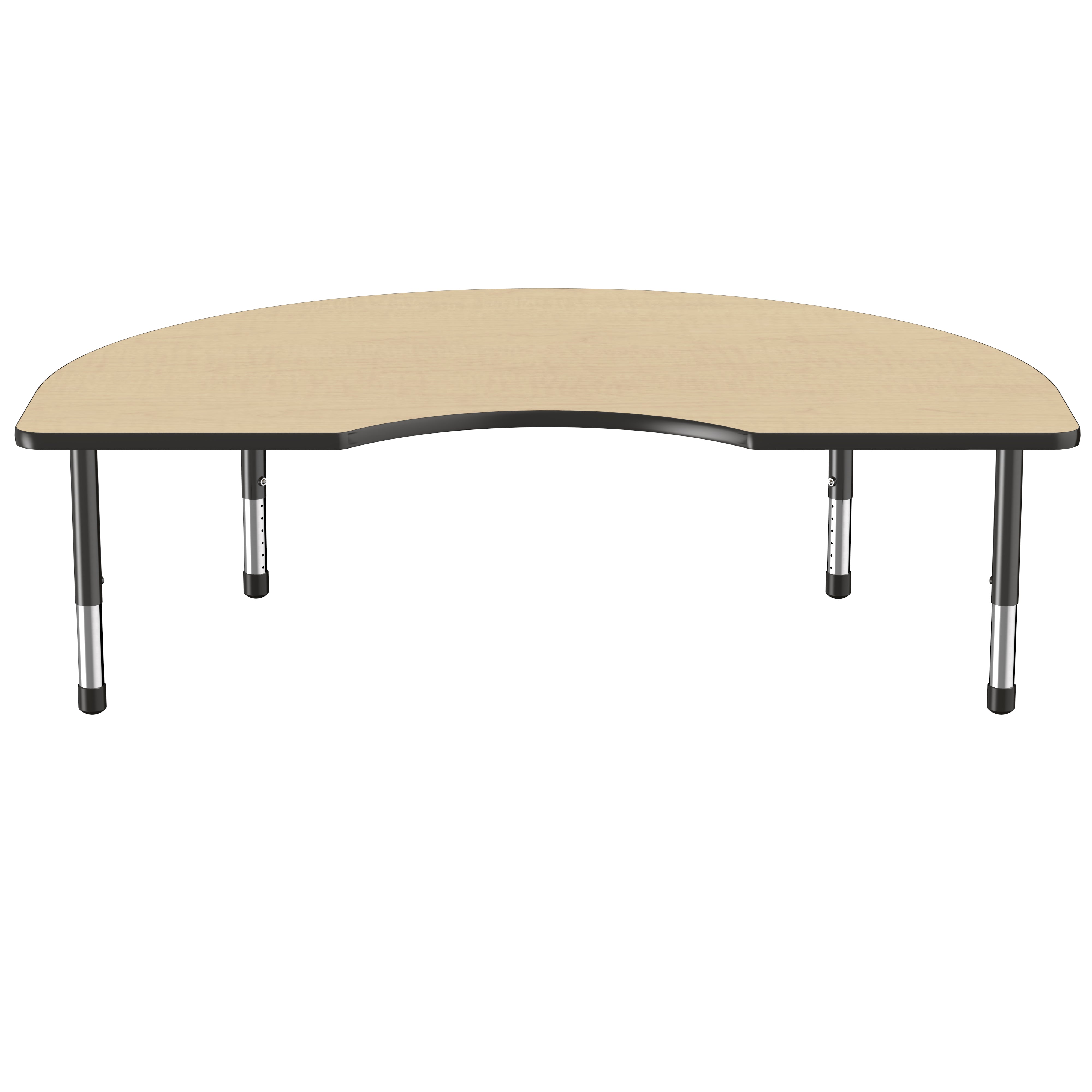 48" x 72" Kidney Thermofused Activity Table with Adjustable Chunky Legs - Maple/Black